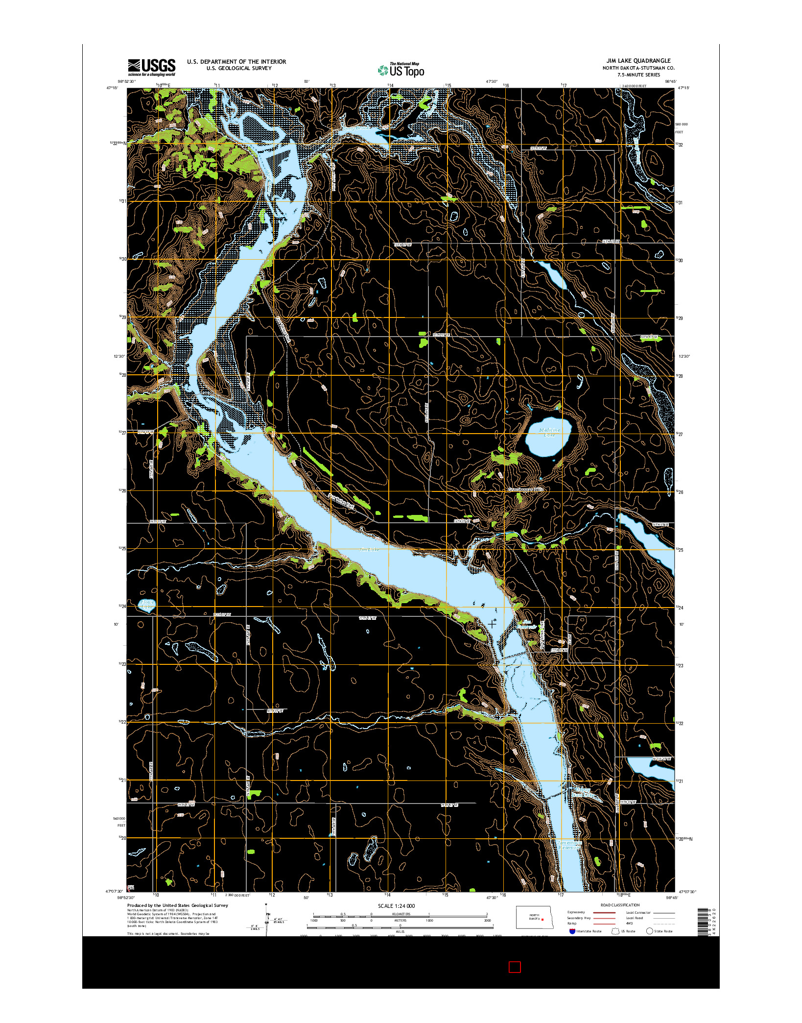 USGS US TOPO 7.5-MINUTE MAP FOR JIM LAKE, ND 2014