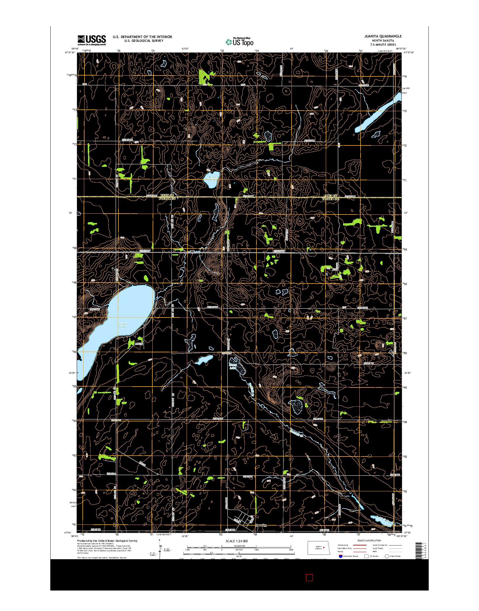 USGS US TOPO 7.5-MINUTE MAP FOR JUANITA, ND 2014