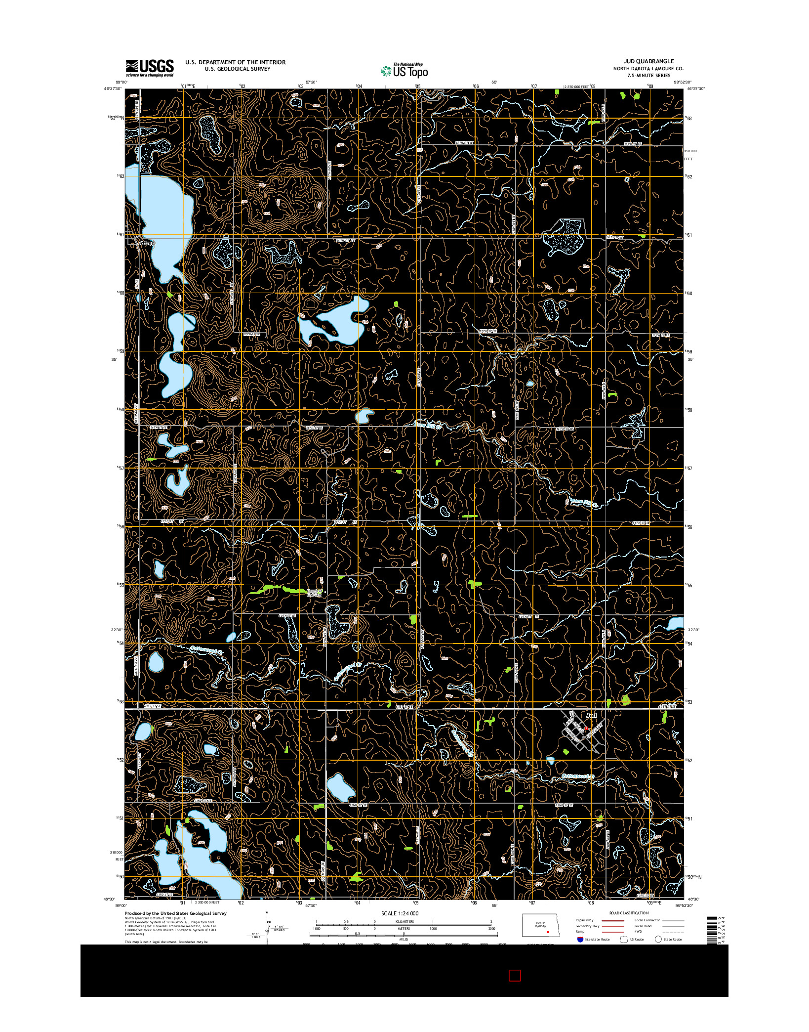 USGS US TOPO 7.5-MINUTE MAP FOR JUD, ND 2014