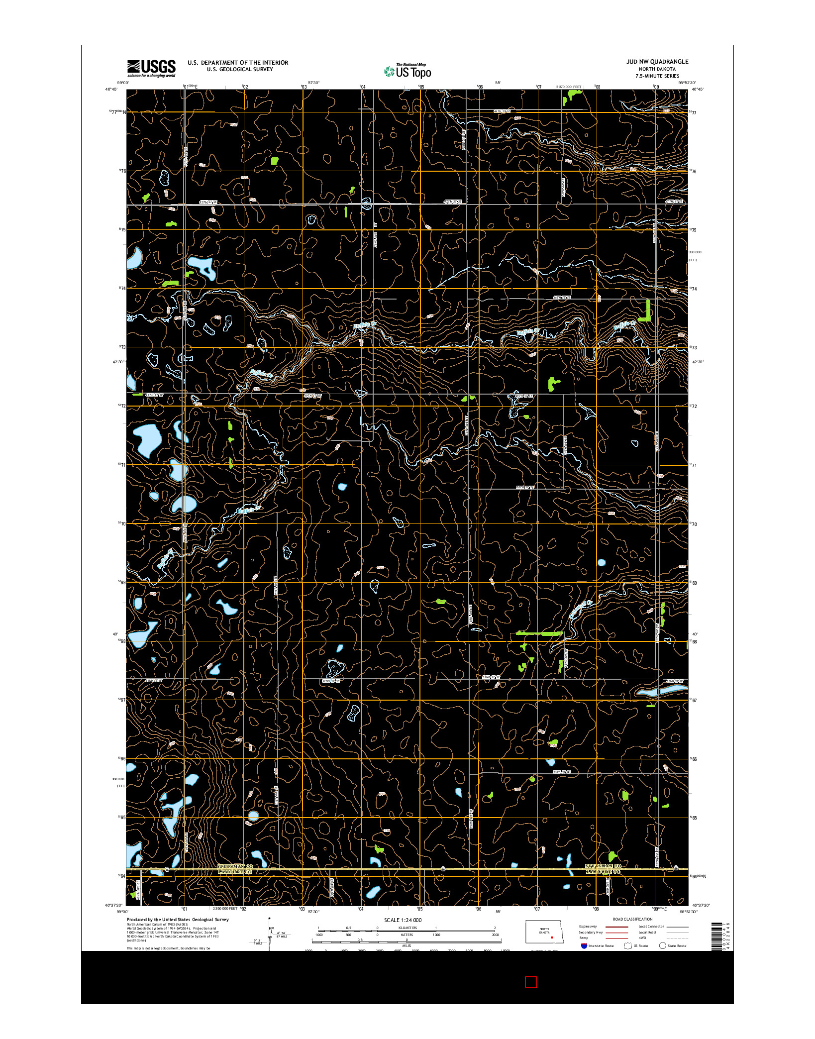 USGS US TOPO 7.5-MINUTE MAP FOR JUD NW, ND 2014