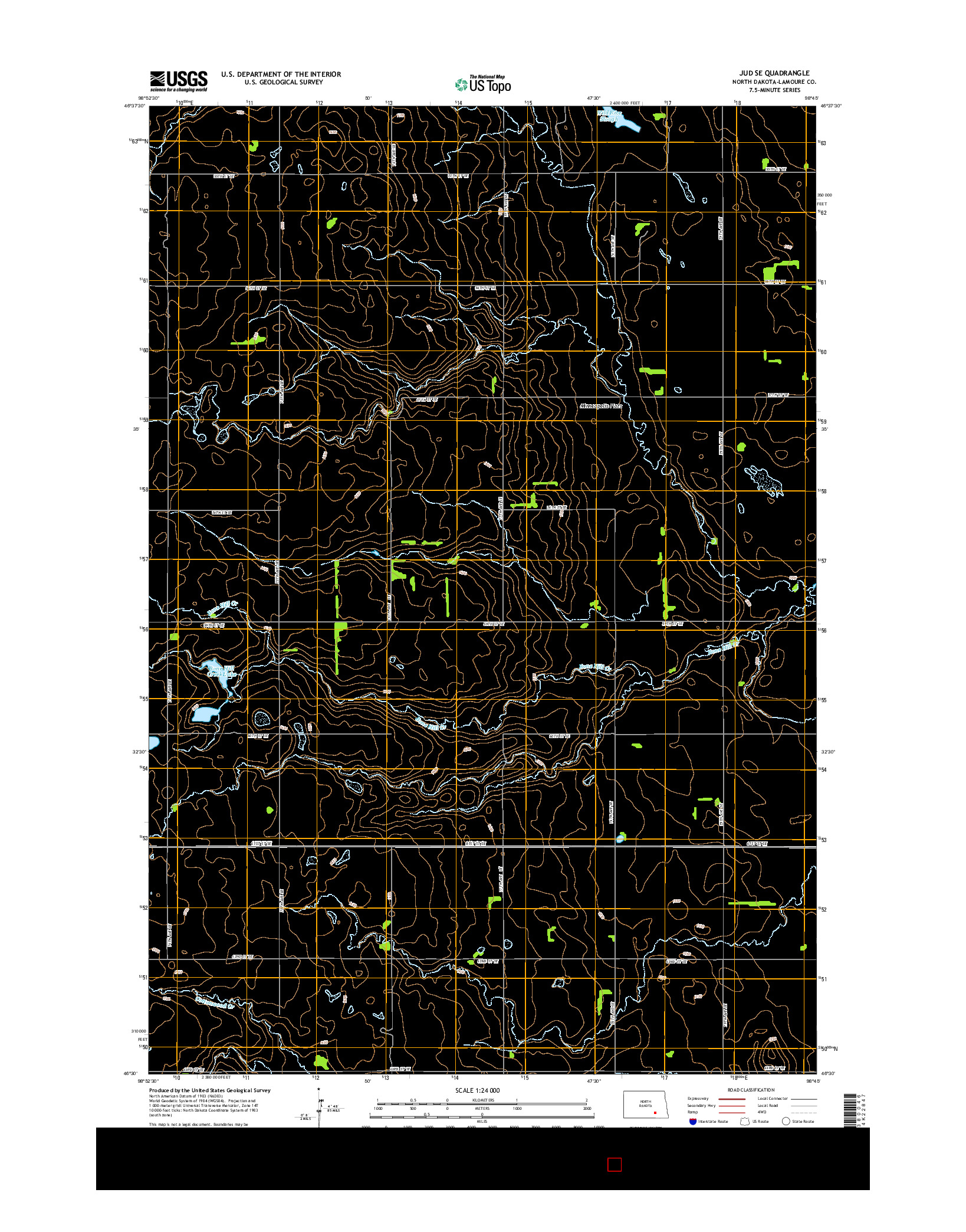 USGS US TOPO 7.5-MINUTE MAP FOR JUD SE, ND 2014