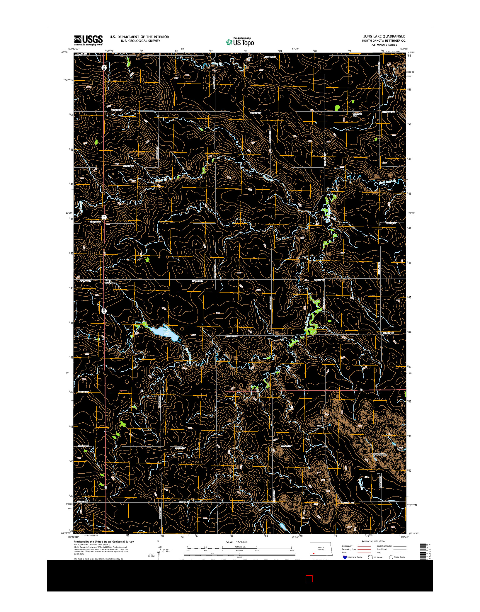 USGS US TOPO 7.5-MINUTE MAP FOR JUNG LAKE, ND 2014