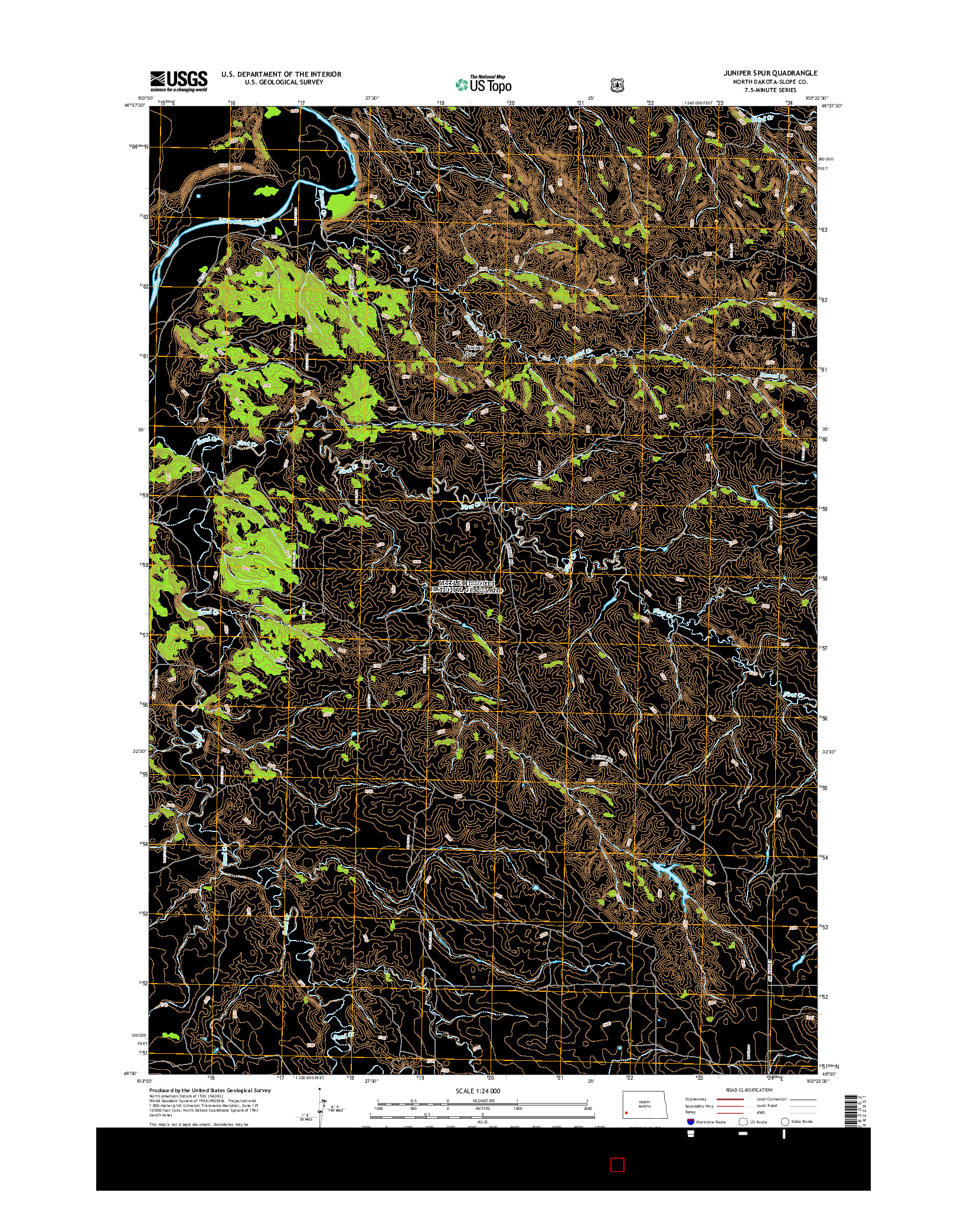 USGS US TOPO 7.5-MINUTE MAP FOR JUNIPER SPUR, ND 2014