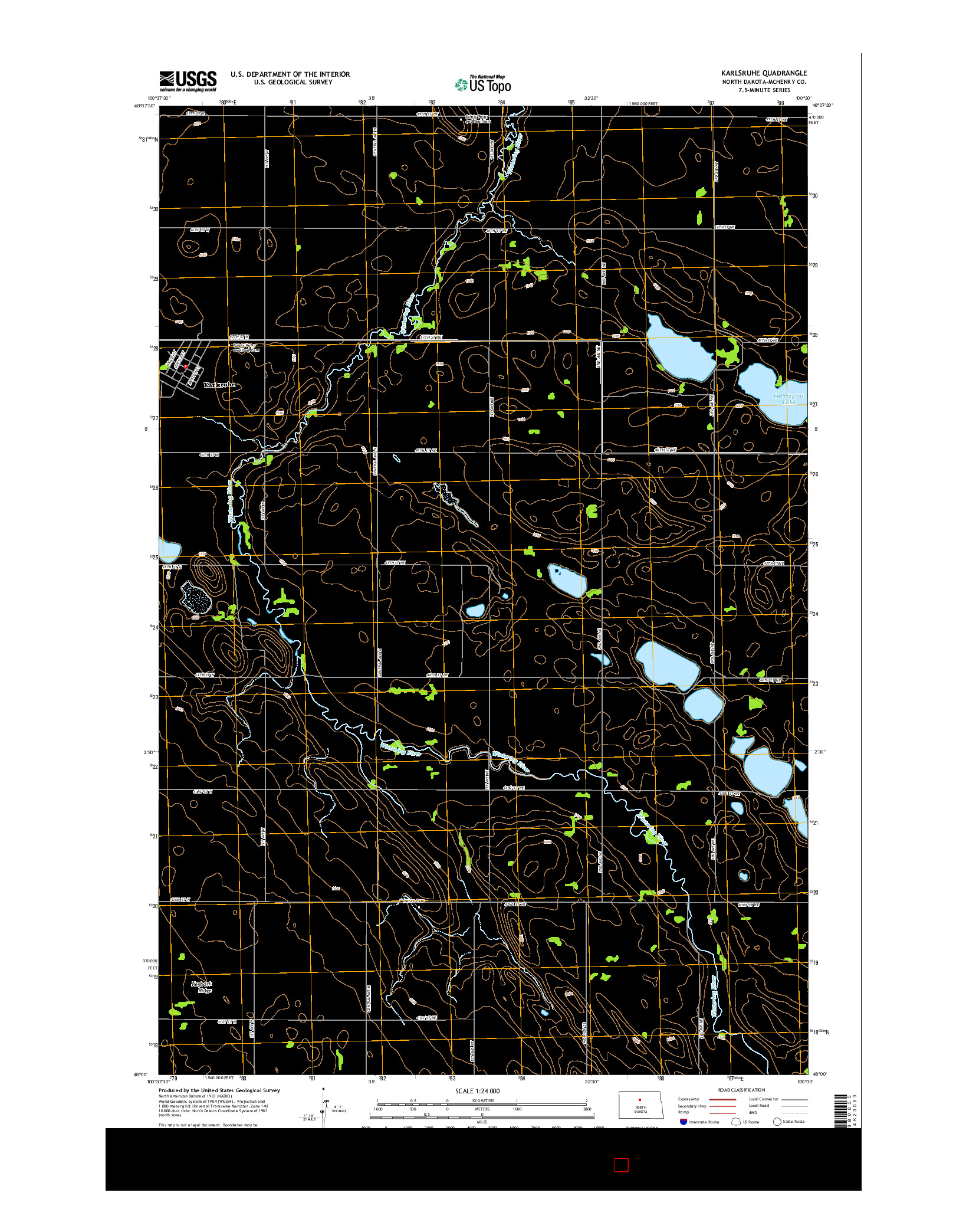 USGS US TOPO 7.5-MINUTE MAP FOR KARLSRUHE, ND 2014