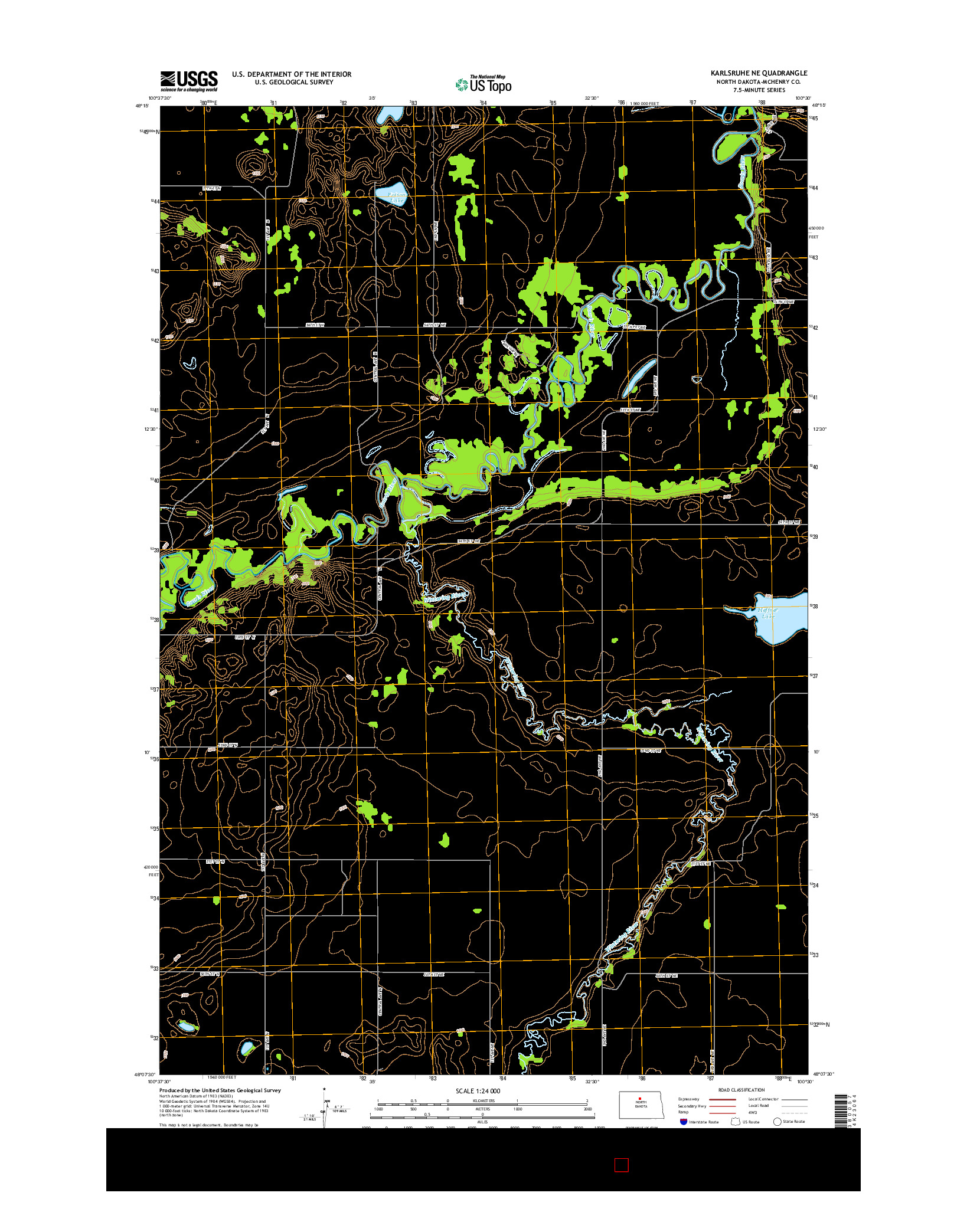 USGS US TOPO 7.5-MINUTE MAP FOR KARLSRUHE NE, ND 2014