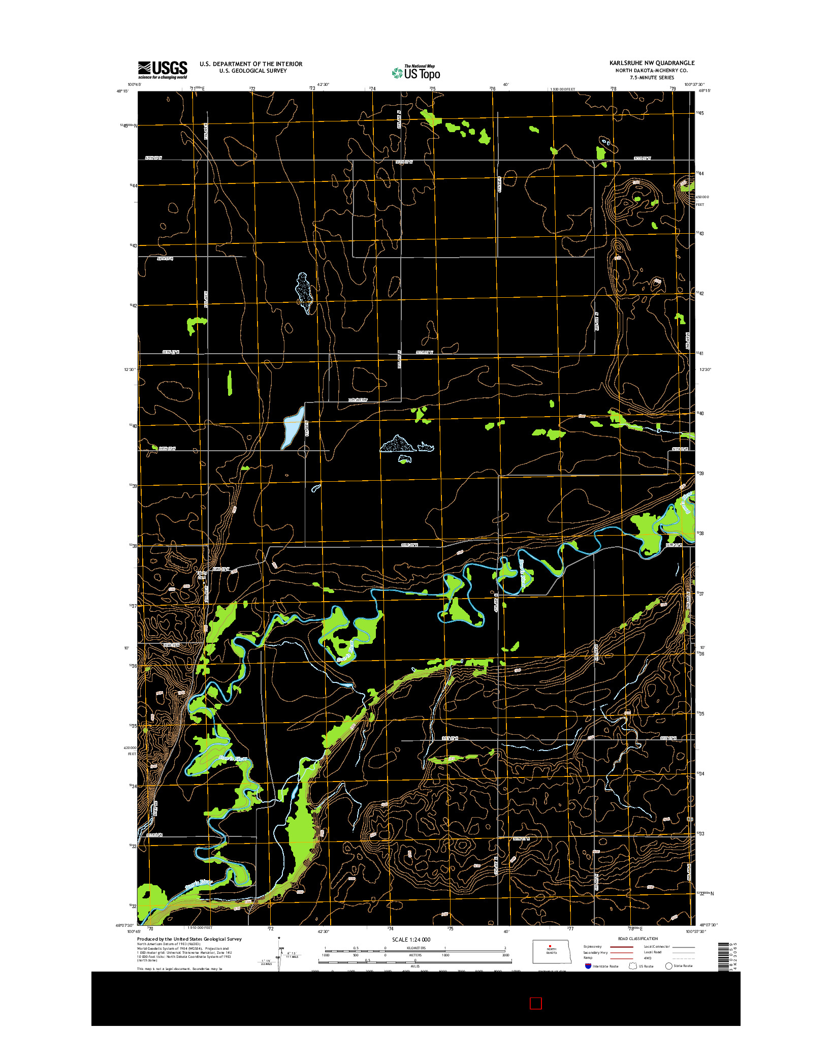 USGS US TOPO 7.5-MINUTE MAP FOR KARLSRUHE NW, ND 2014