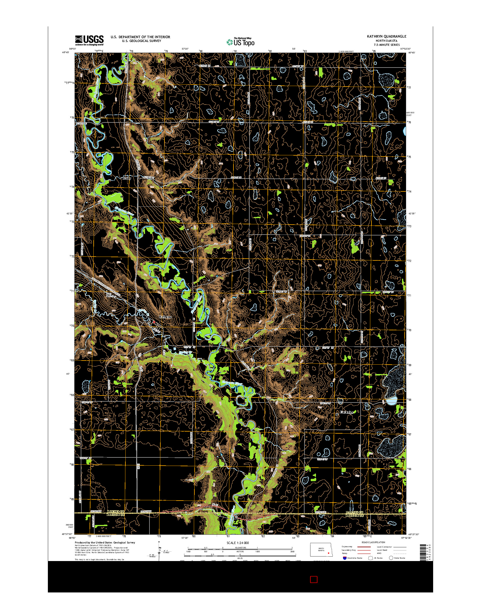 USGS US TOPO 7.5-MINUTE MAP FOR KATHRYN, ND 2014