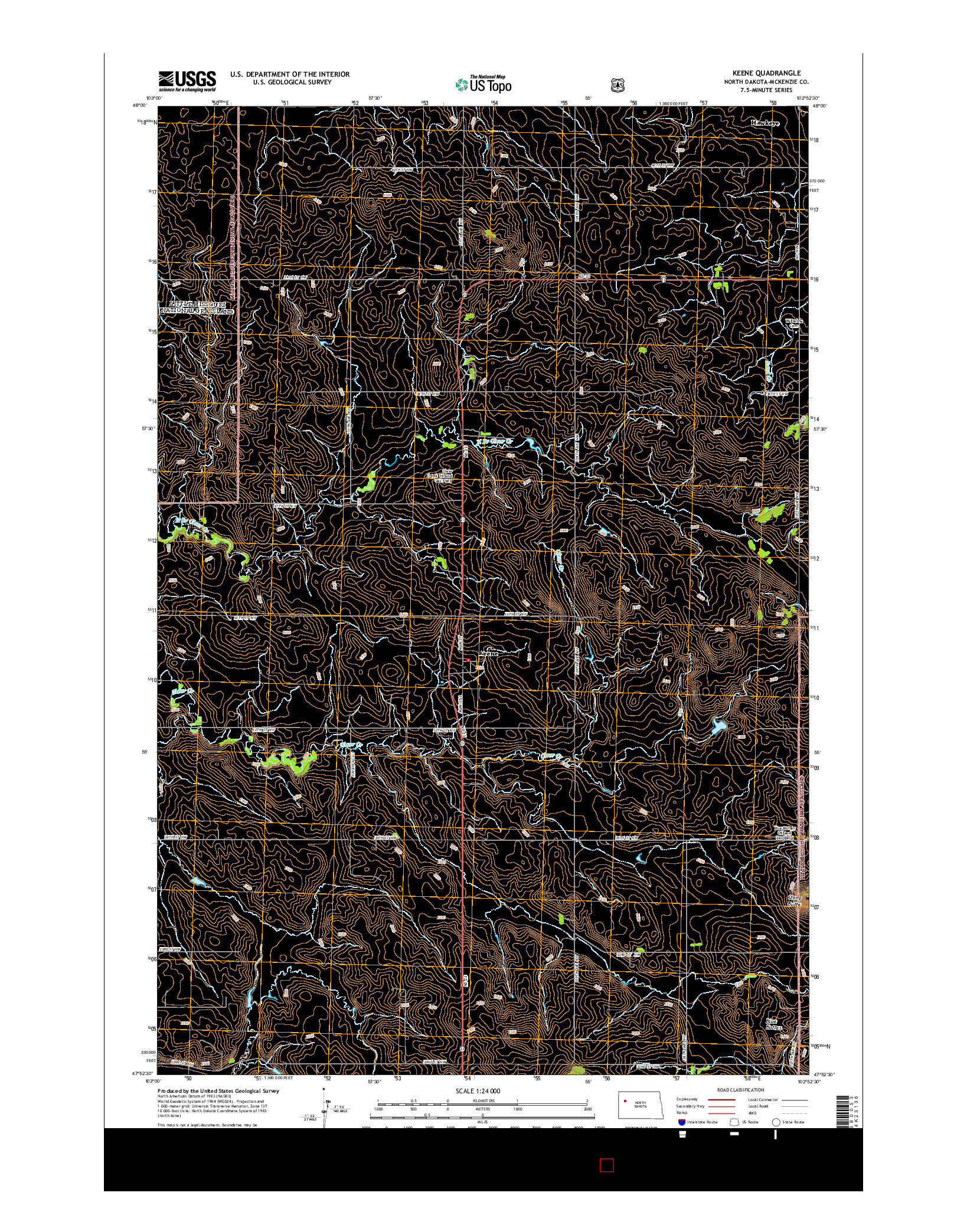 USGS US TOPO 7.5-MINUTE MAP FOR KEENE, ND 2014