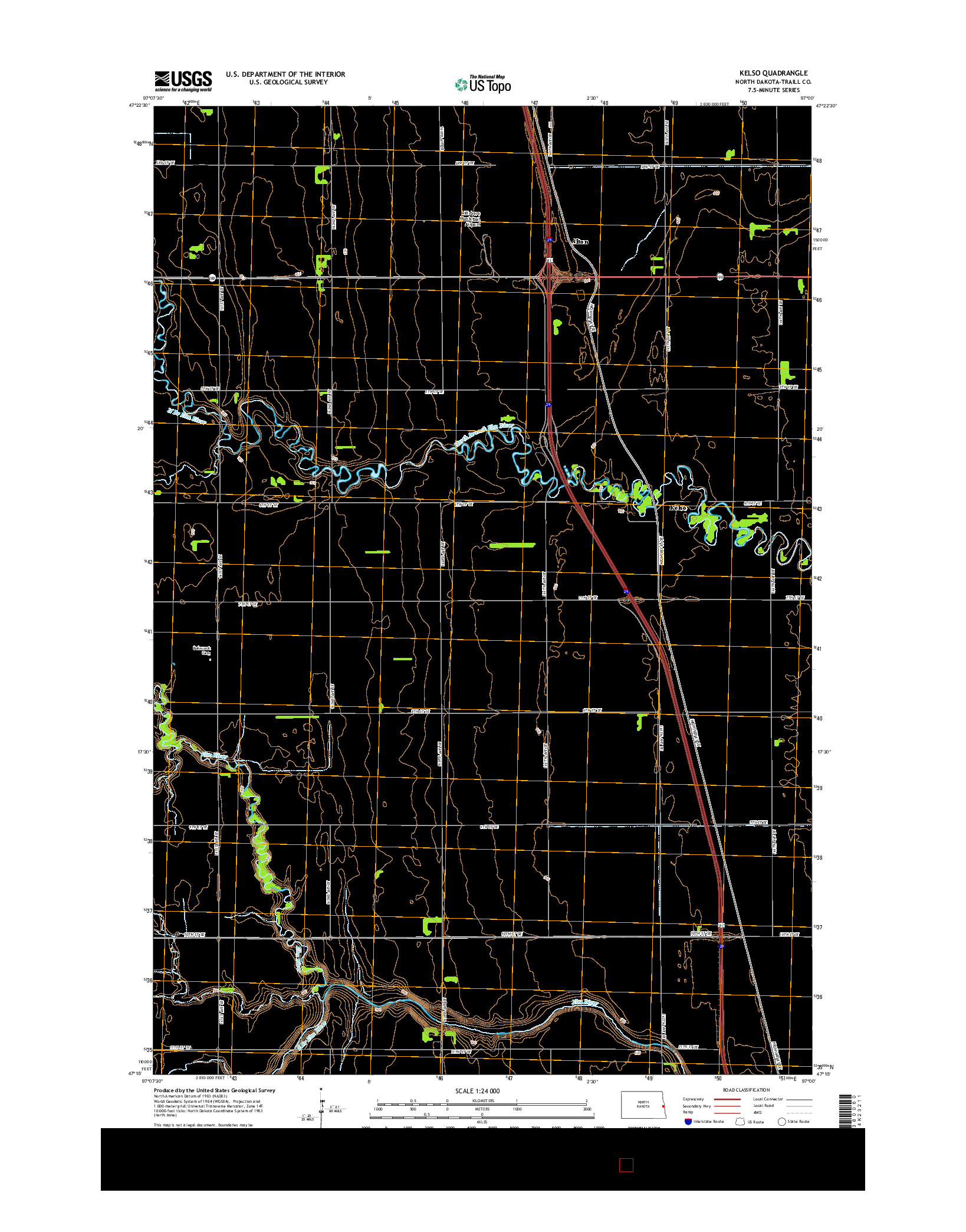 USGS US TOPO 7.5-MINUTE MAP FOR KELSO, ND 2014