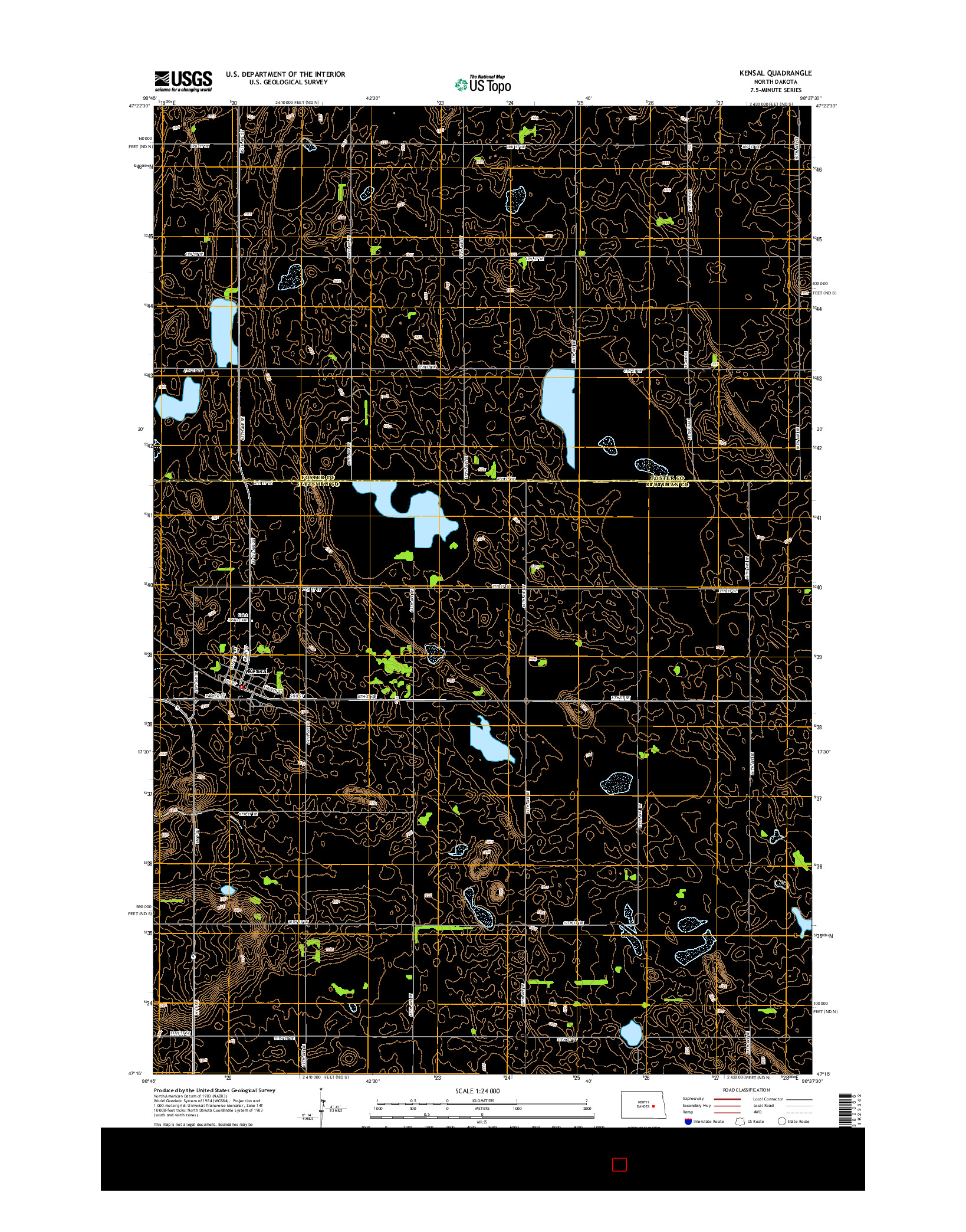 USGS US TOPO 7.5-MINUTE MAP FOR KENSAL, ND 2014