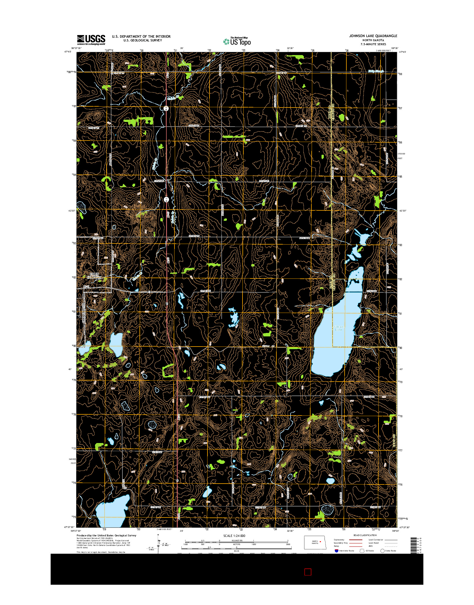 USGS US TOPO 7.5-MINUTE MAP FOR JOHNSON LAKE, ND 2014
