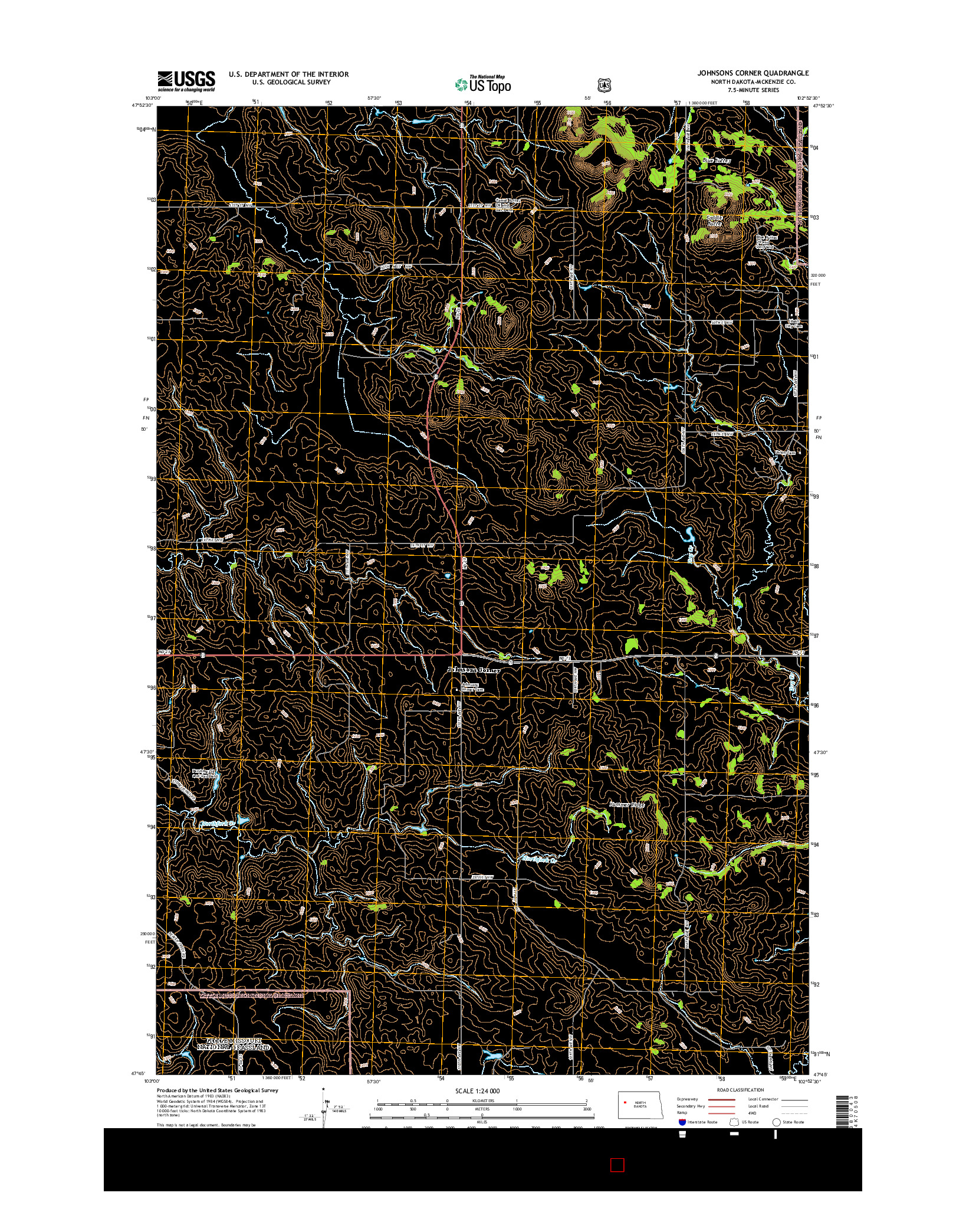 USGS US TOPO 7.5-MINUTE MAP FOR JOHNSONS CORNER, ND 2014