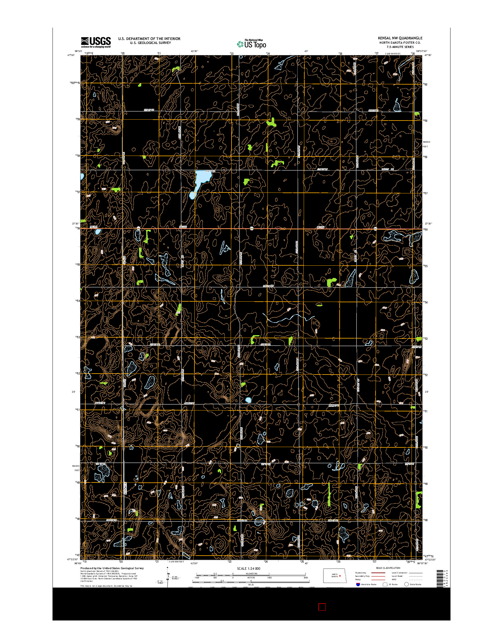 USGS US TOPO 7.5-MINUTE MAP FOR KENSAL NW, ND 2014