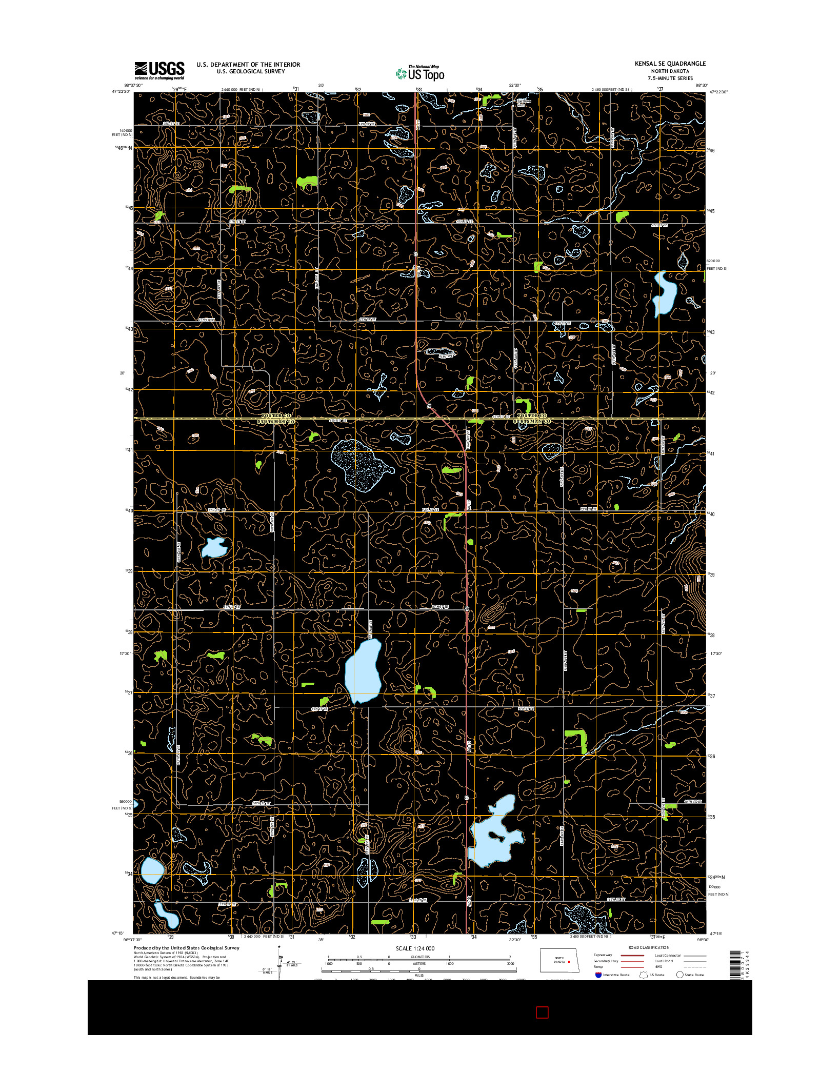 USGS US TOPO 7.5-MINUTE MAP FOR KENSAL SE, ND 2014