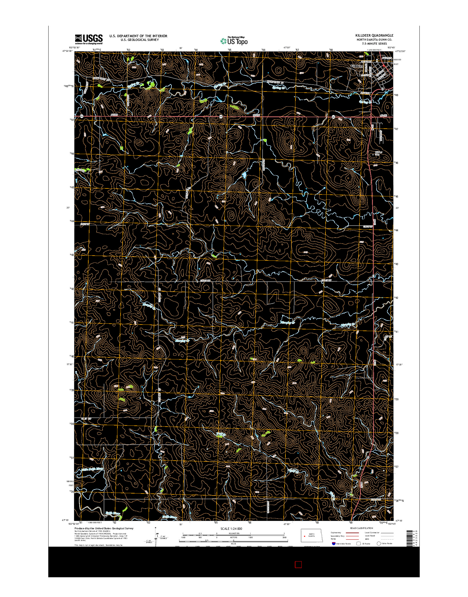 USGS US TOPO 7.5-MINUTE MAP FOR KILLDEER, ND 2014