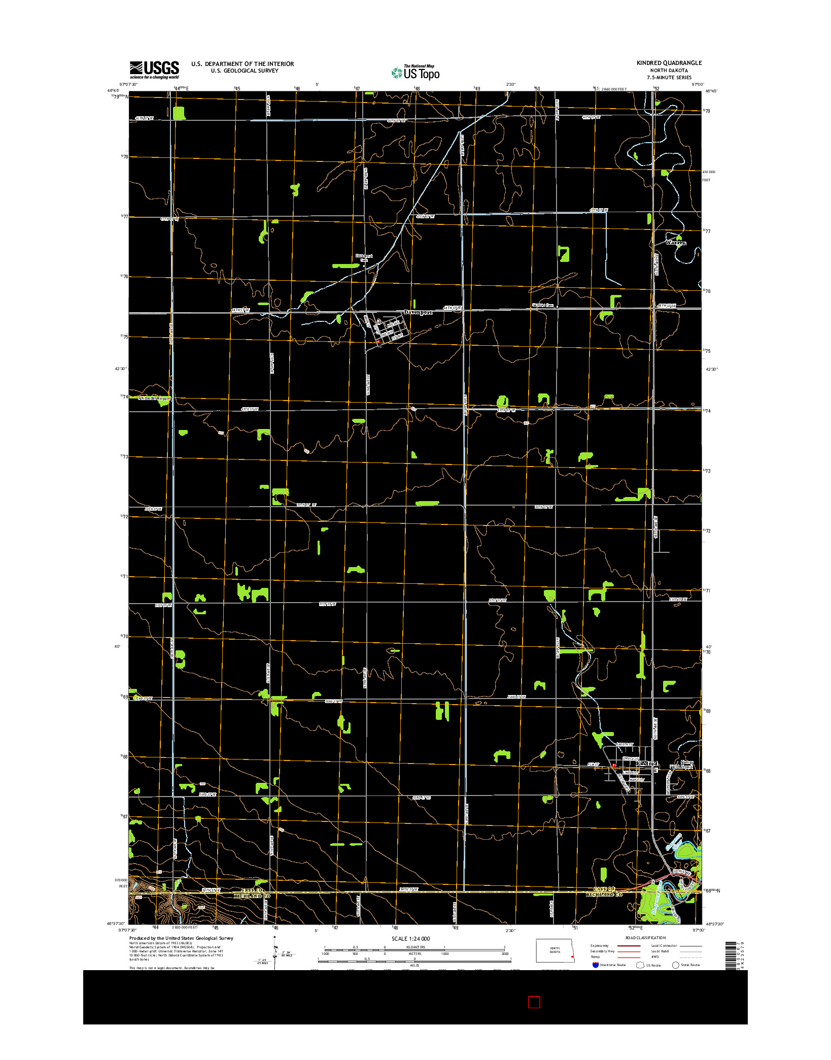 USGS US TOPO 7.5-MINUTE MAP FOR KINDRED, ND 2014