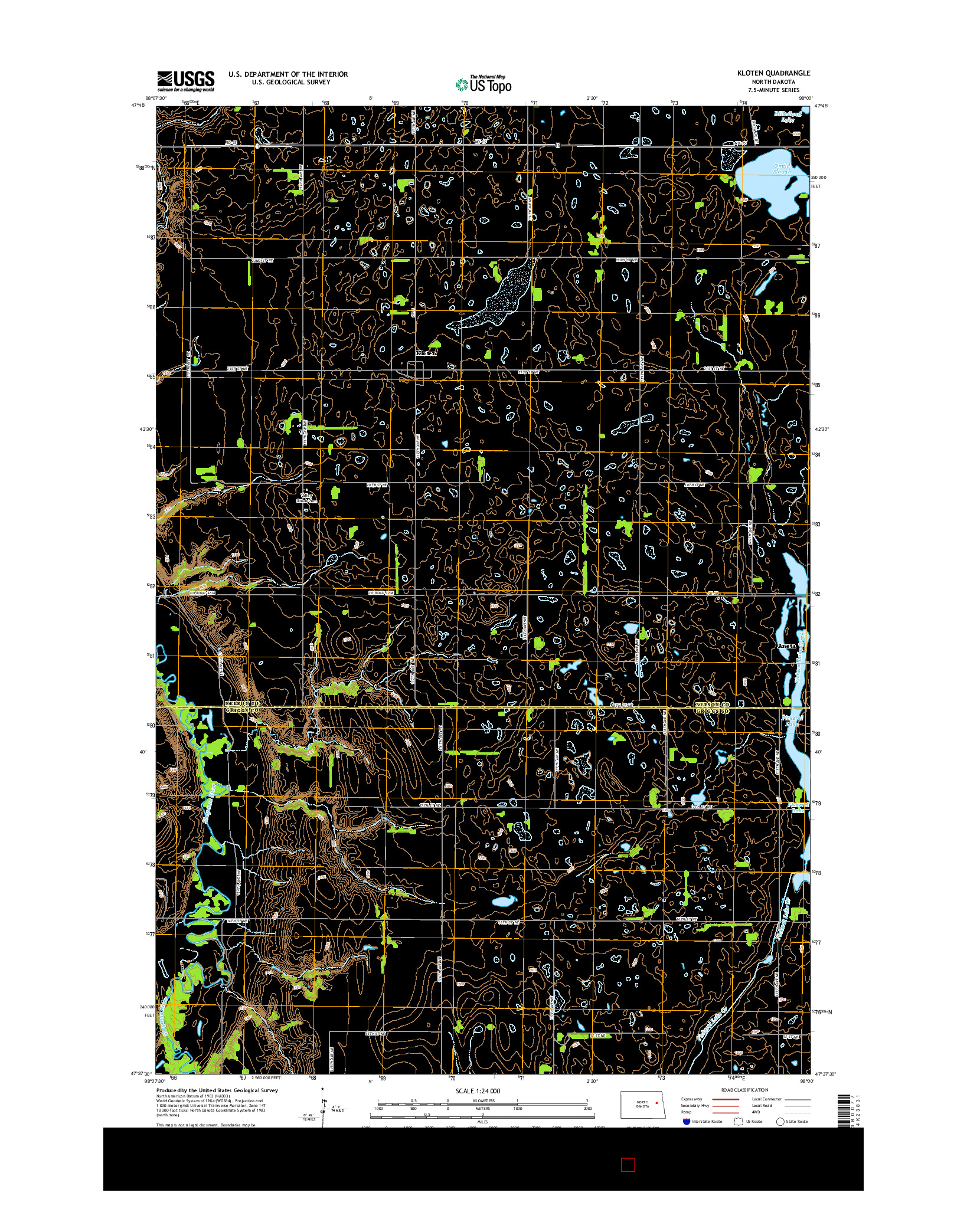 USGS US TOPO 7.5-MINUTE MAP FOR KLOTEN, ND 2014