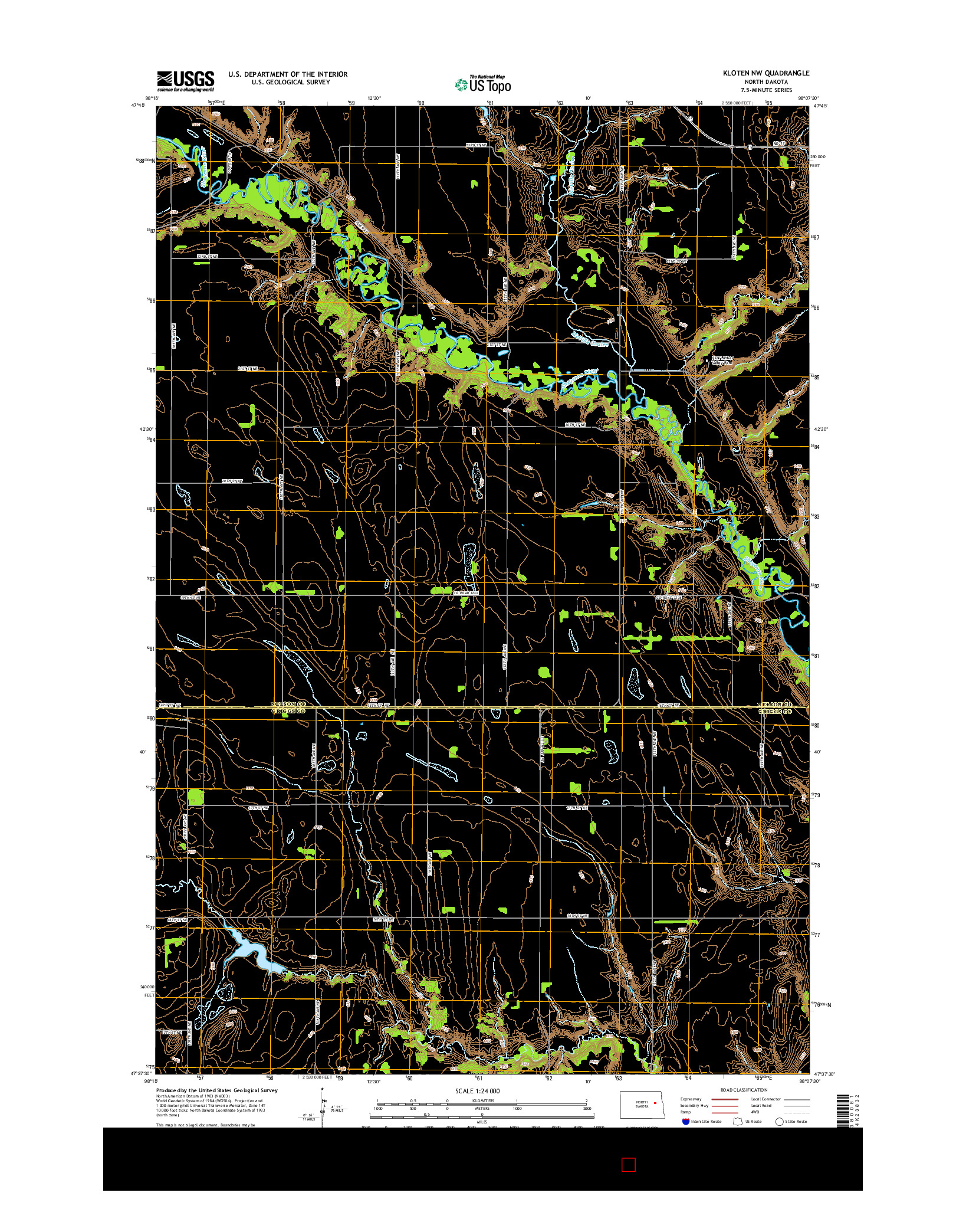 USGS US TOPO 7.5-MINUTE MAP FOR KLOTEN NW, ND 2014