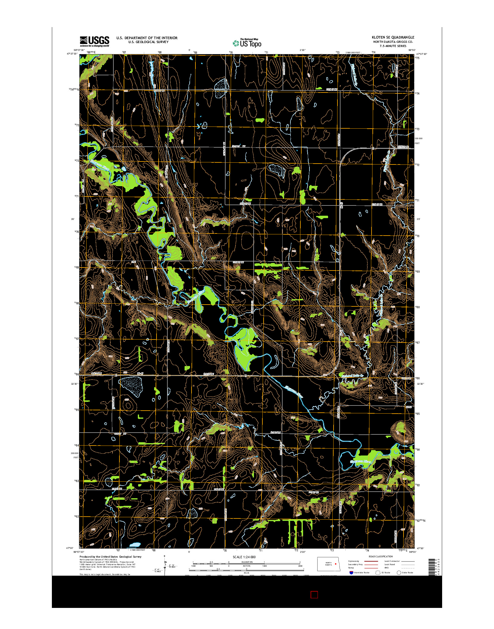 USGS US TOPO 7.5-MINUTE MAP FOR KLOTEN SE, ND 2014