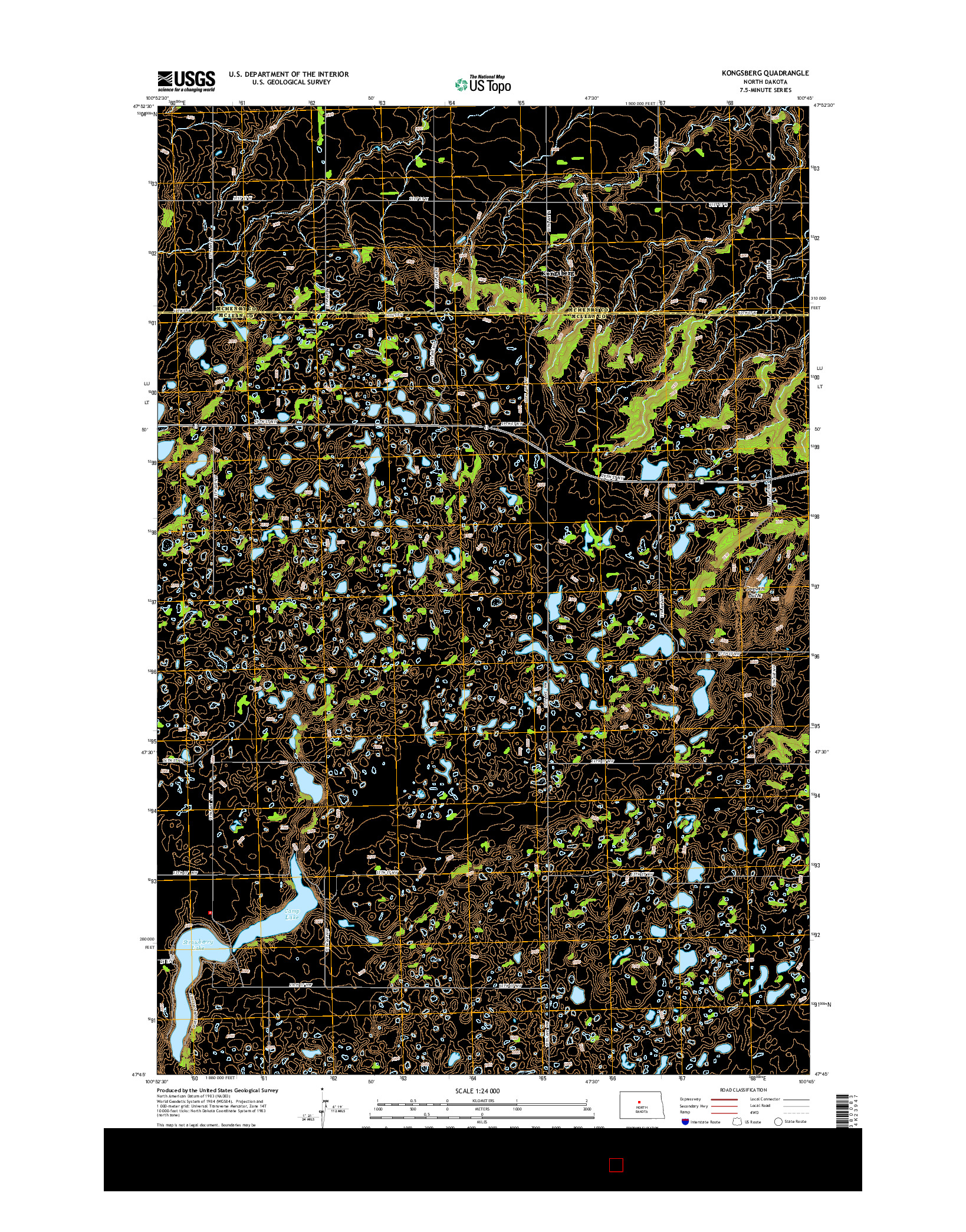 USGS US TOPO 7.5-MINUTE MAP FOR KONGSBERG, ND 2014