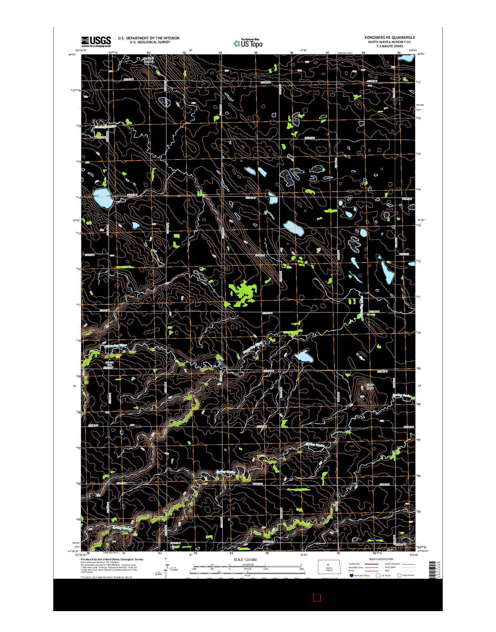 USGS US TOPO 7.5-MINUTE MAP FOR KONGSBERG NE, ND 2014