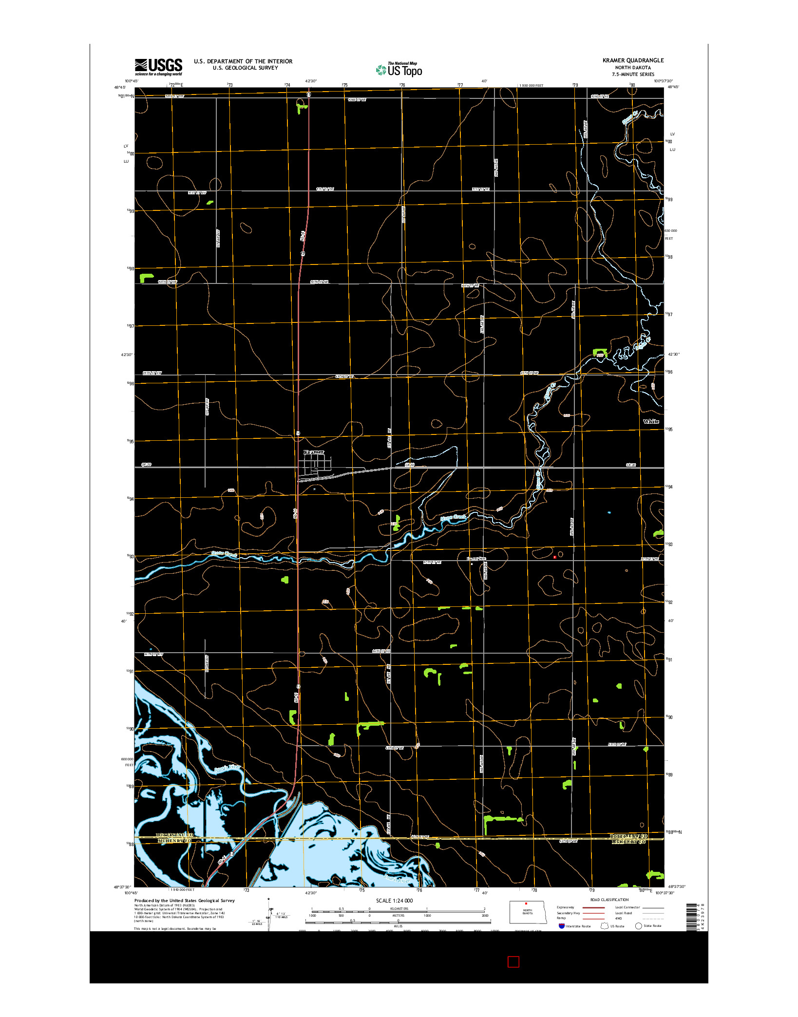 USGS US TOPO 7.5-MINUTE MAP FOR KRAMER, ND 2014