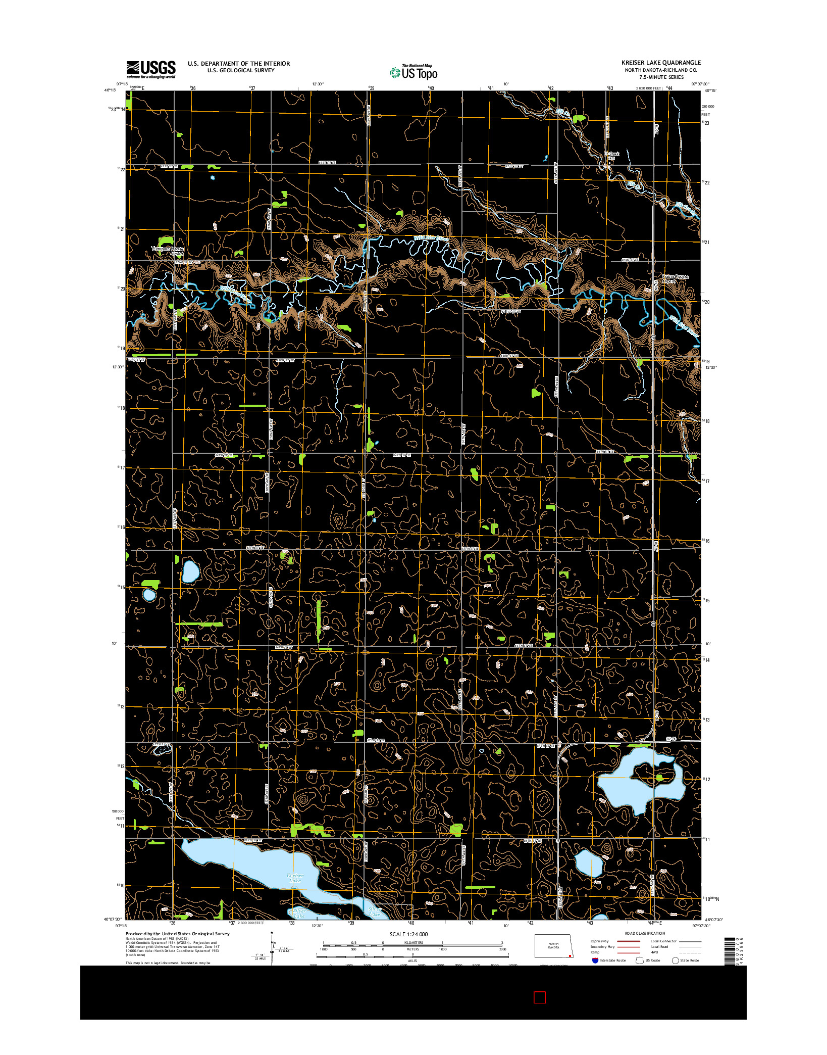 USGS US TOPO 7.5-MINUTE MAP FOR KREISER LAKE, ND 2014