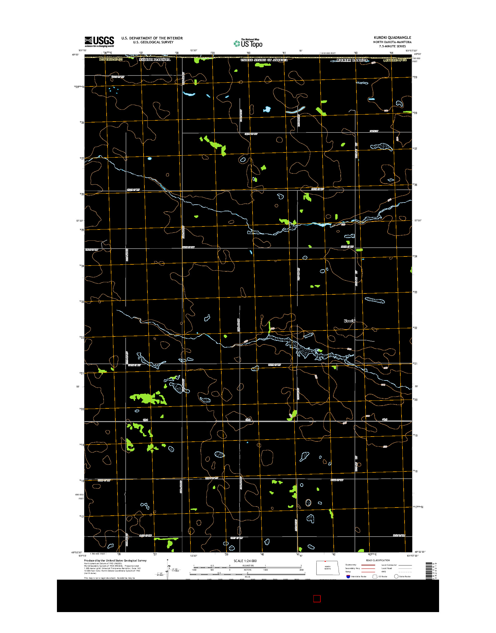 USGS US TOPO 7.5-MINUTE MAP FOR KUROKI, ND-MB 2014