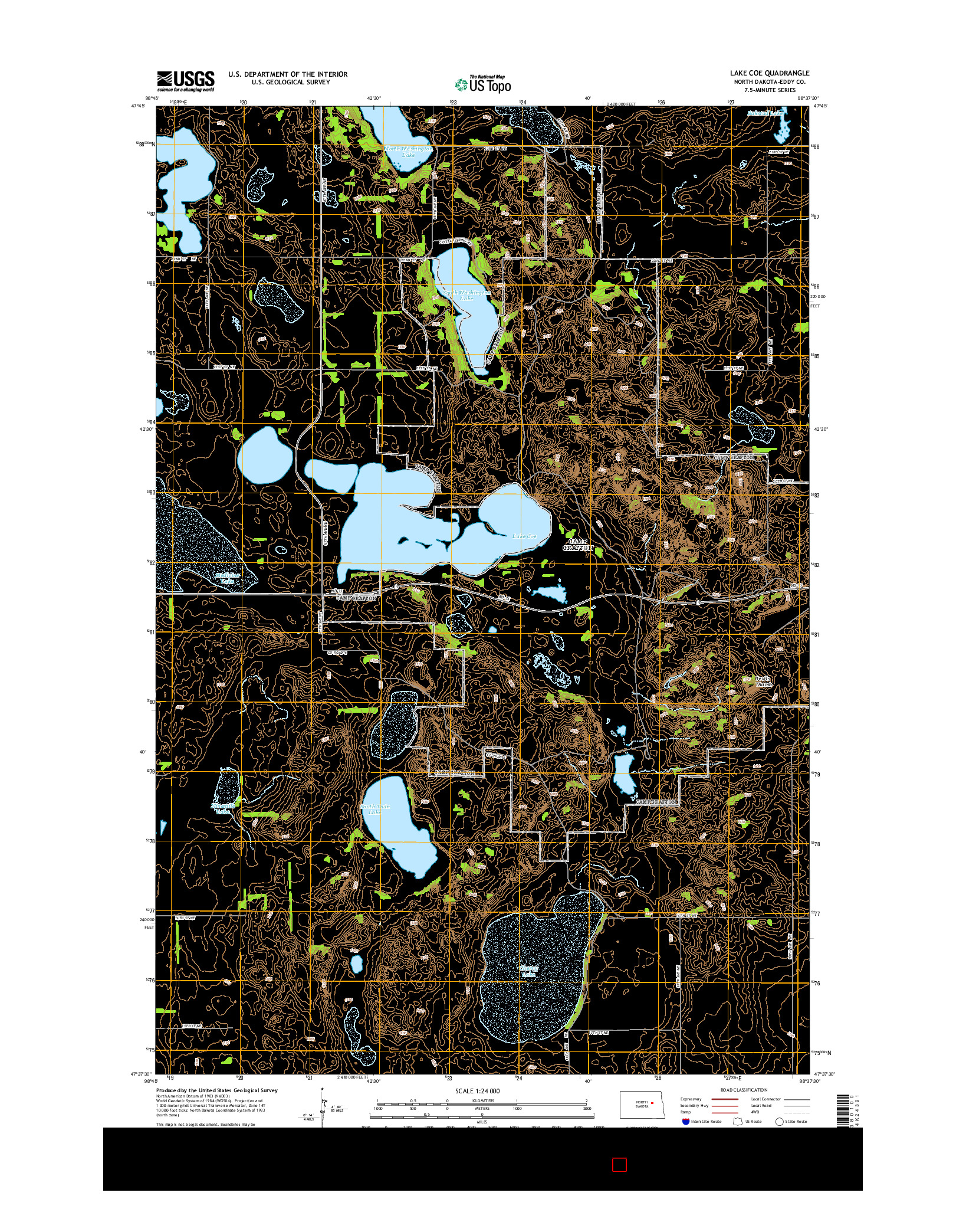 USGS US TOPO 7.5-MINUTE MAP FOR LAKE COE, ND 2014