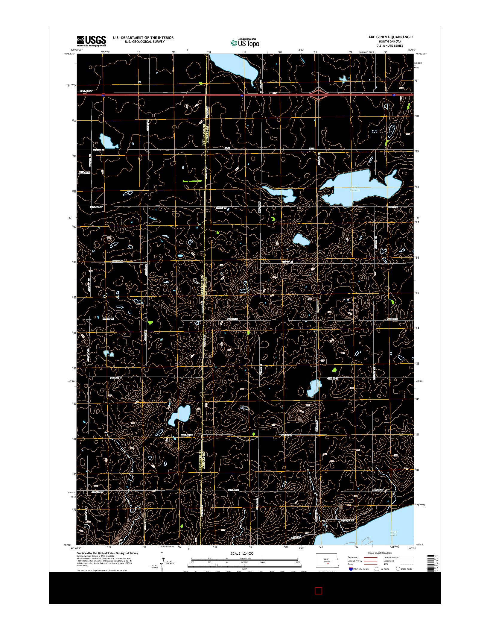 USGS US TOPO 7.5-MINUTE MAP FOR LAKE GENEVA, ND 2014