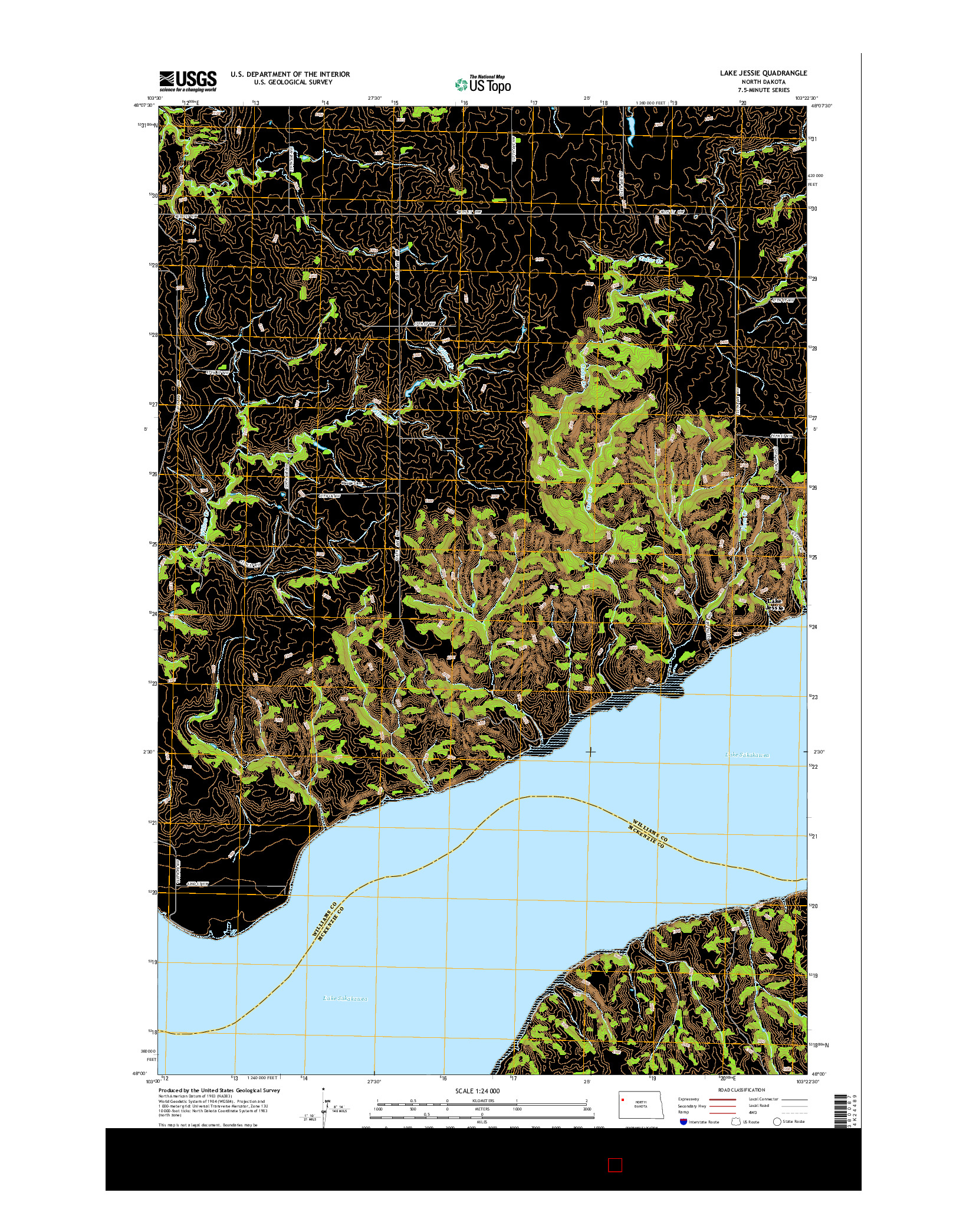 USGS US TOPO 7.5-MINUTE MAP FOR LAKE JESSIE, ND 2014