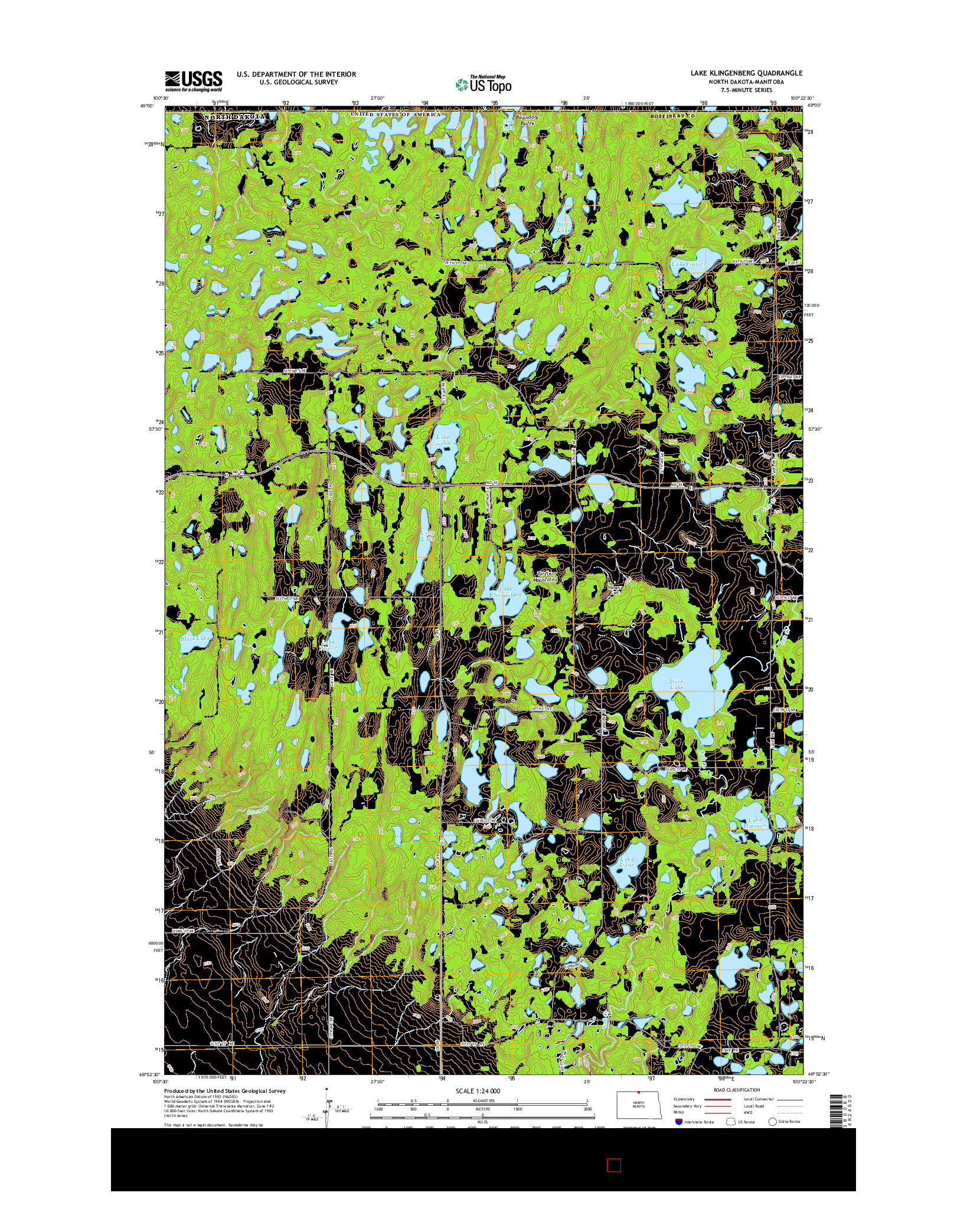 USGS US TOPO 7.5-MINUTE MAP FOR LAKE KLINGENBERG, ND-MB 2014