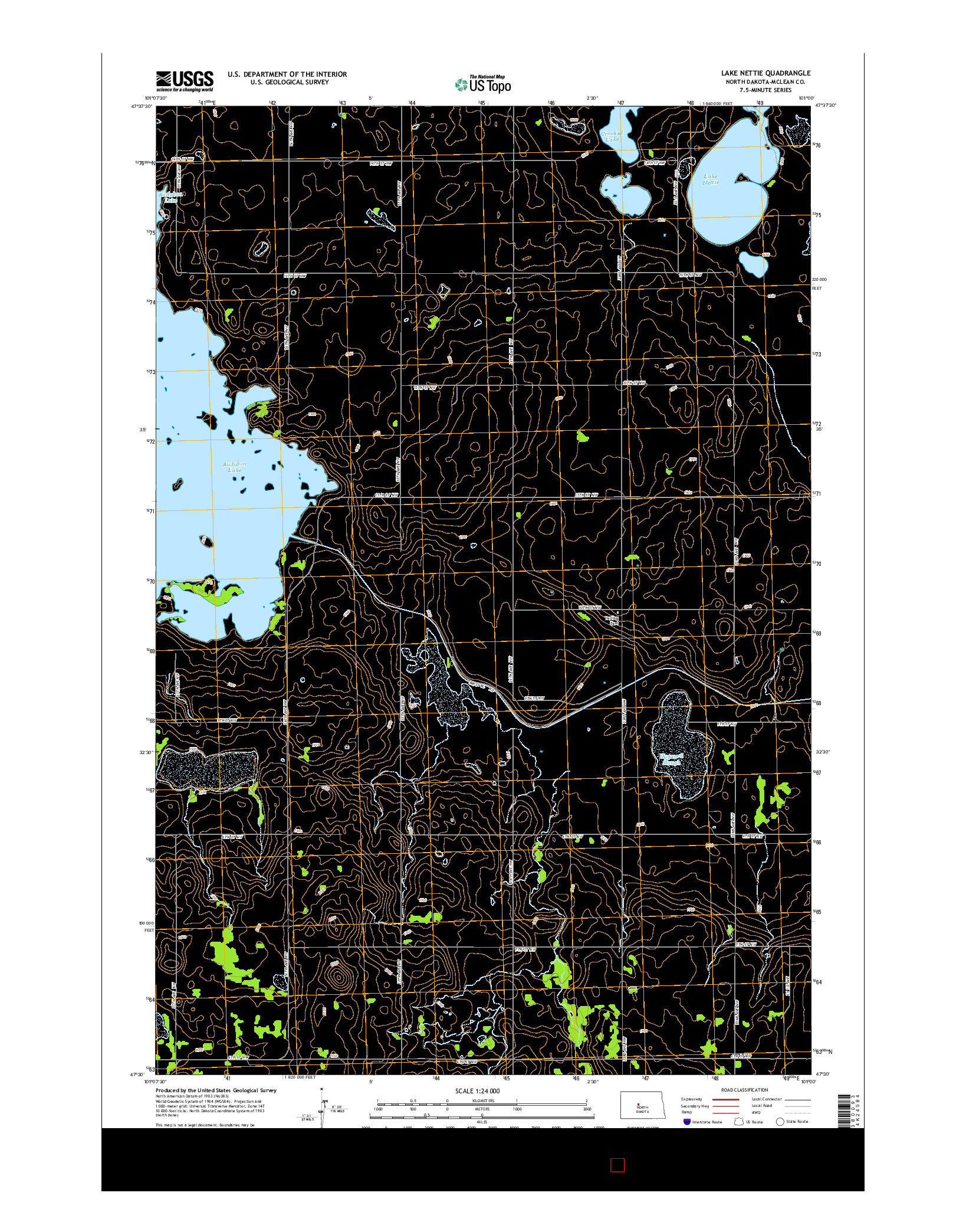 USGS US TOPO 7.5-MINUTE MAP FOR LAKE NETTIE, ND 2014