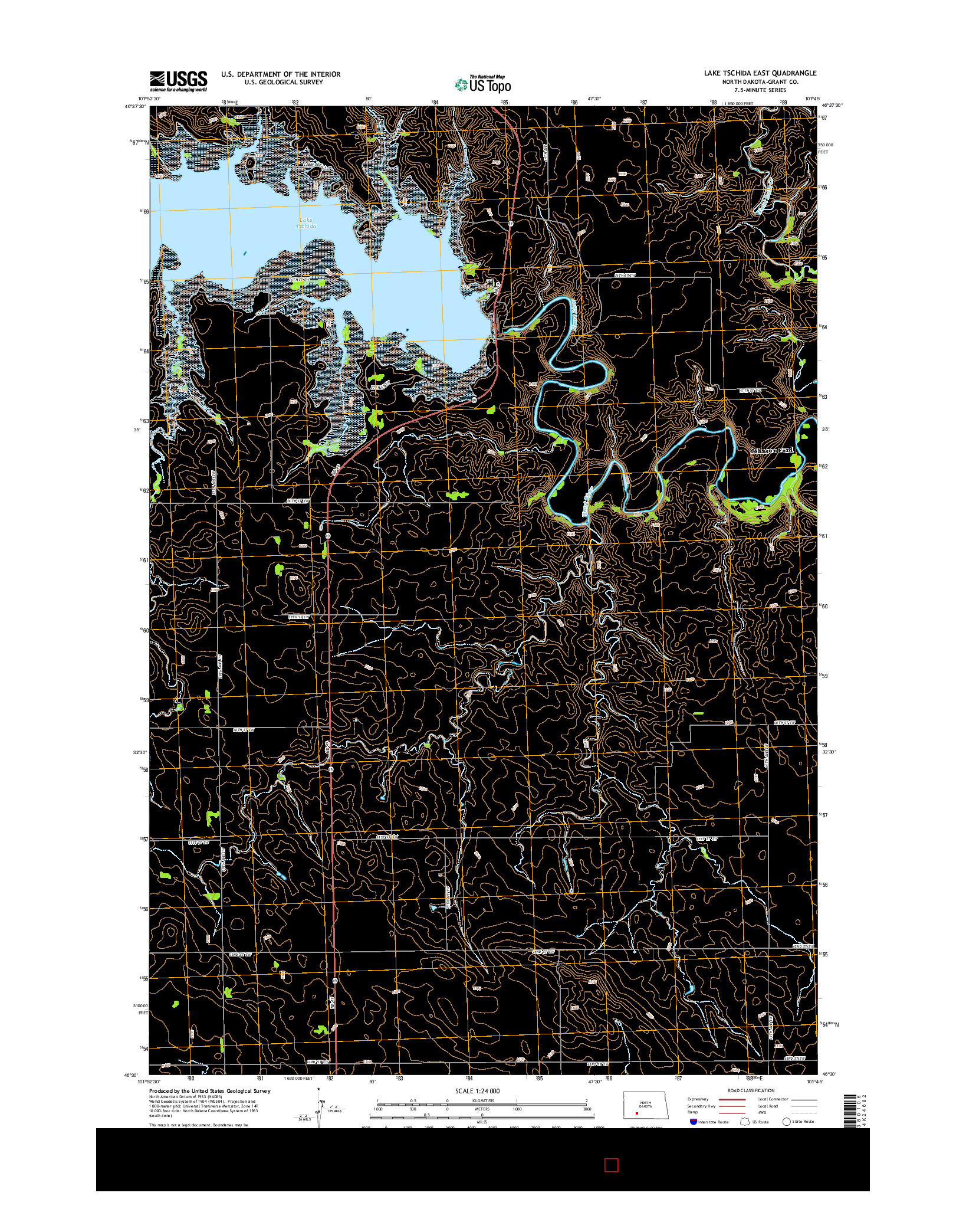 USGS US TOPO 7.5-MINUTE MAP FOR LAKE TSCHIDA EAST, ND 2014