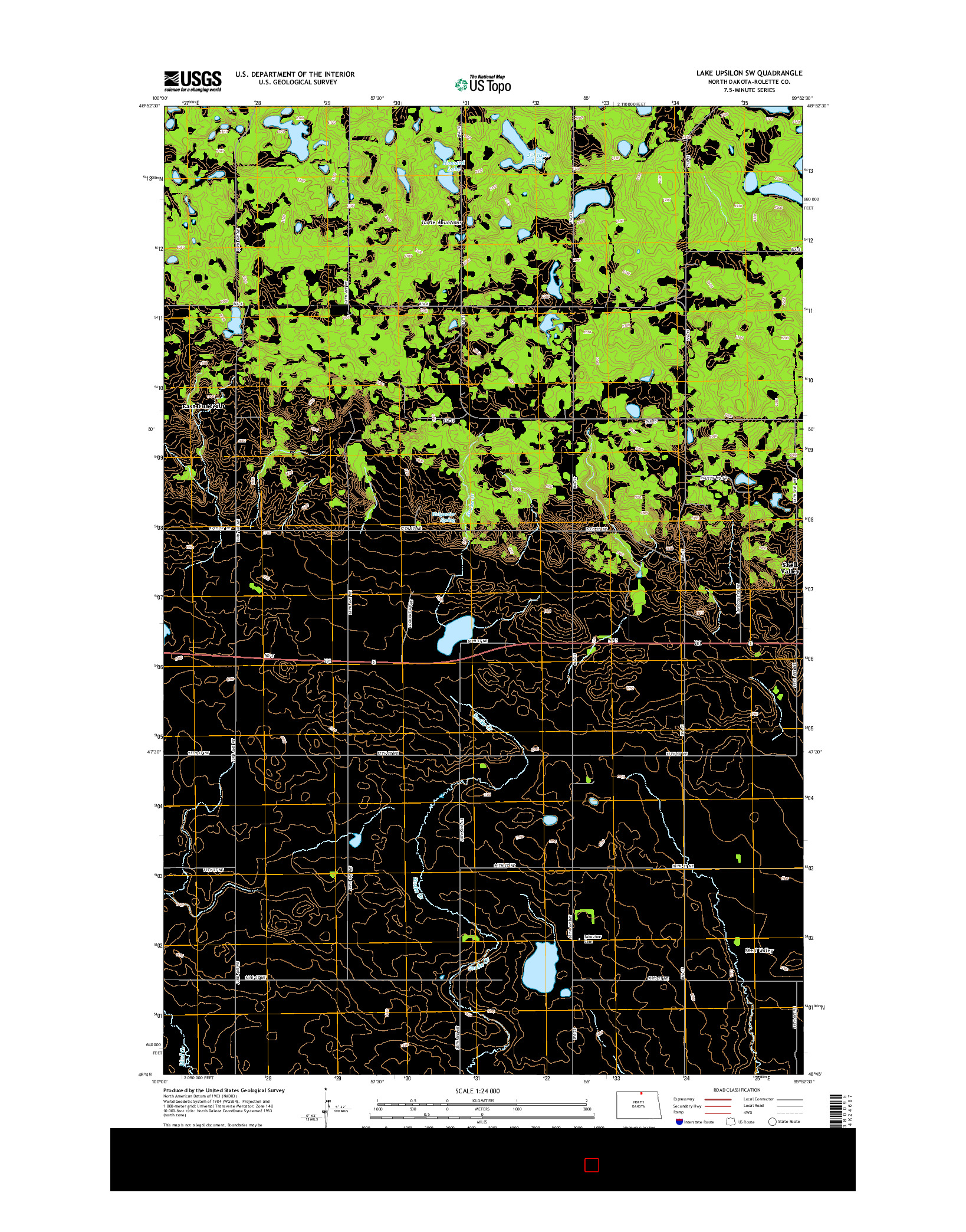 USGS US TOPO 7.5-MINUTE MAP FOR LAKE UPSILON SW, ND 2014