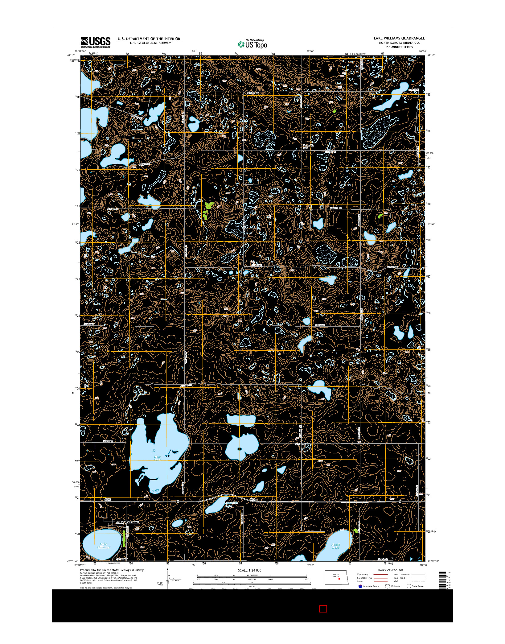 USGS US TOPO 7.5-MINUTE MAP FOR LAKE WILLIAMS, ND 2014
