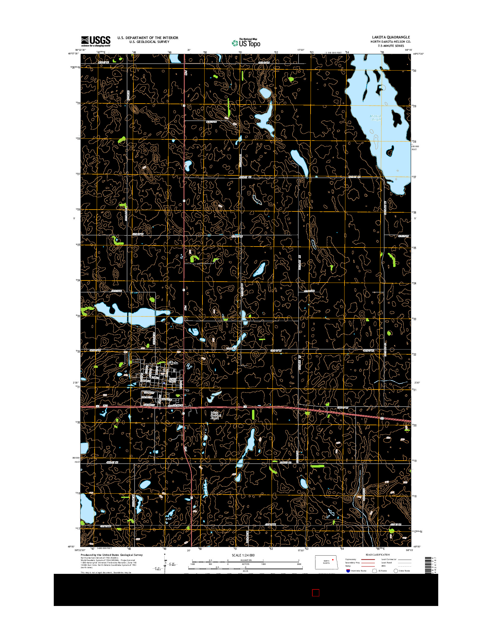 USGS US TOPO 7.5-MINUTE MAP FOR LAKOTA, ND 2014