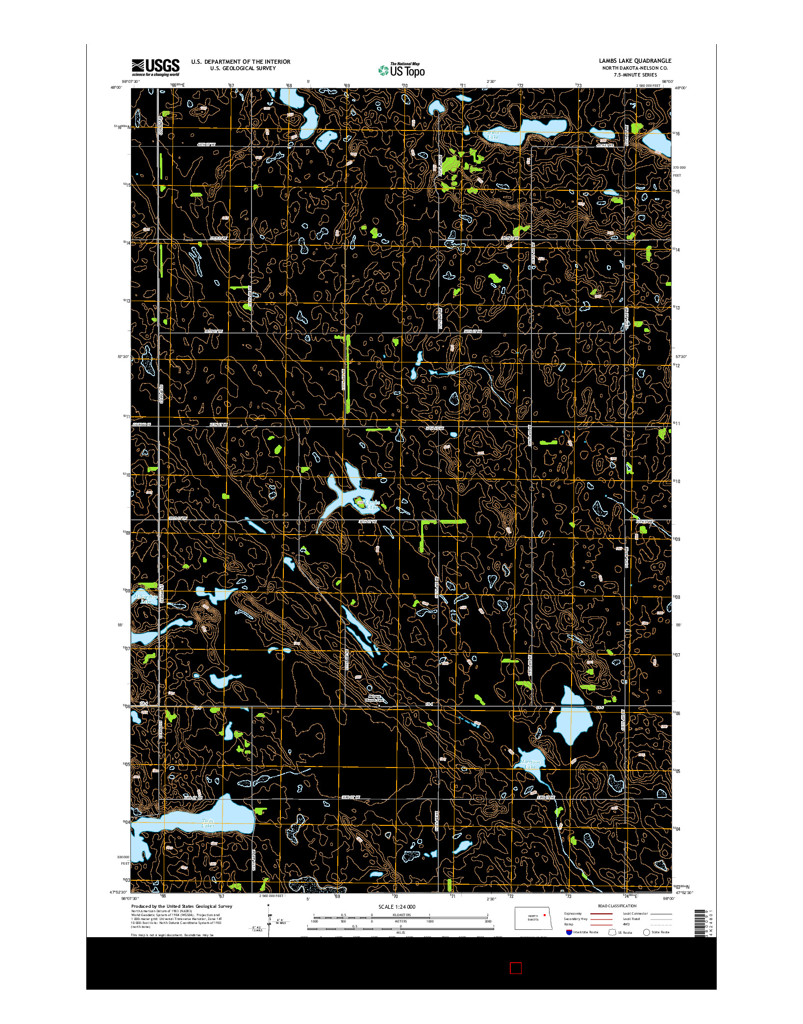 USGS US TOPO 7.5-MINUTE MAP FOR LAMBS LAKE, ND 2014