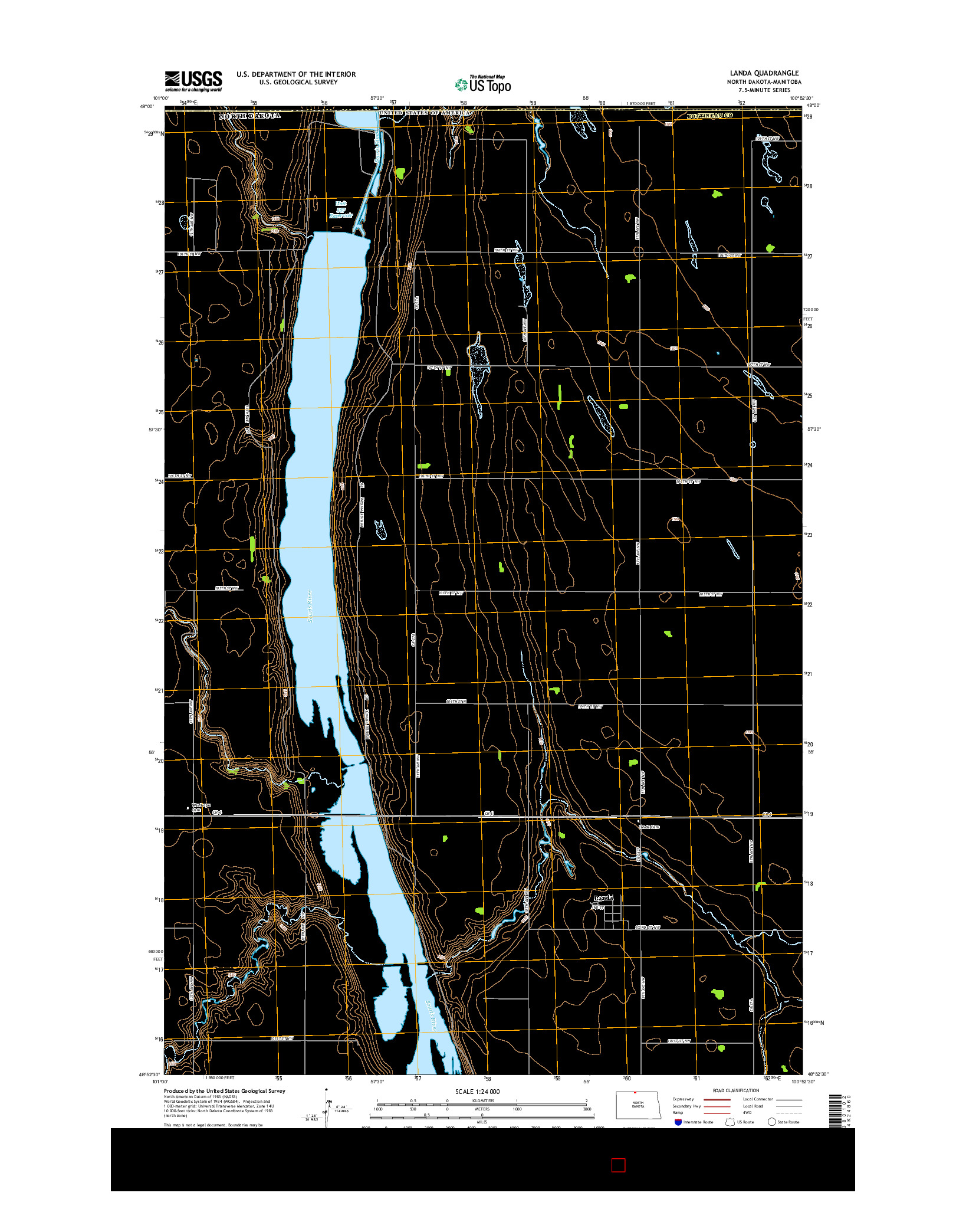 USGS US TOPO 7.5-MINUTE MAP FOR LANDA, ND-MB 2014