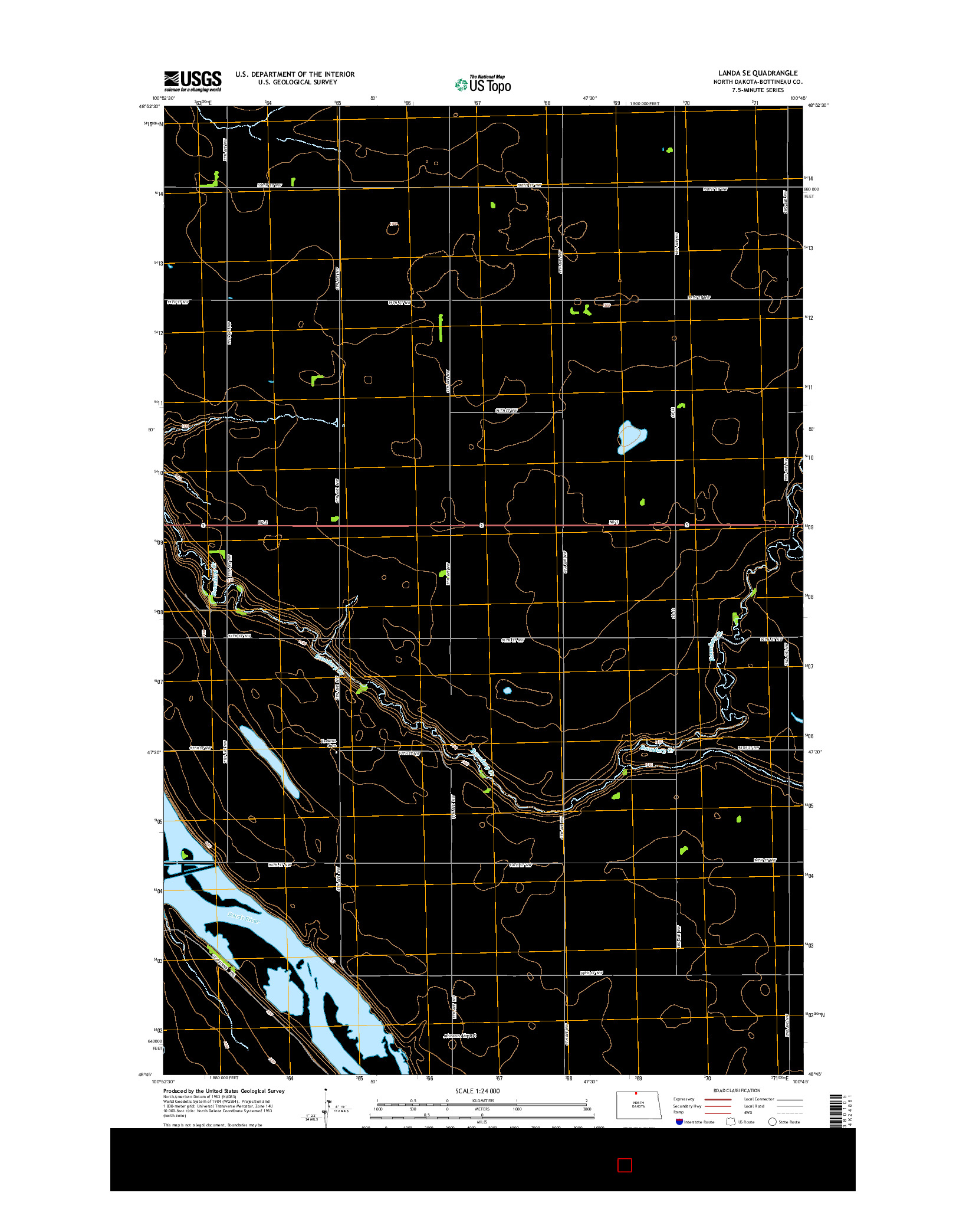 USGS US TOPO 7.5-MINUTE MAP FOR LANDA SE, ND 2014