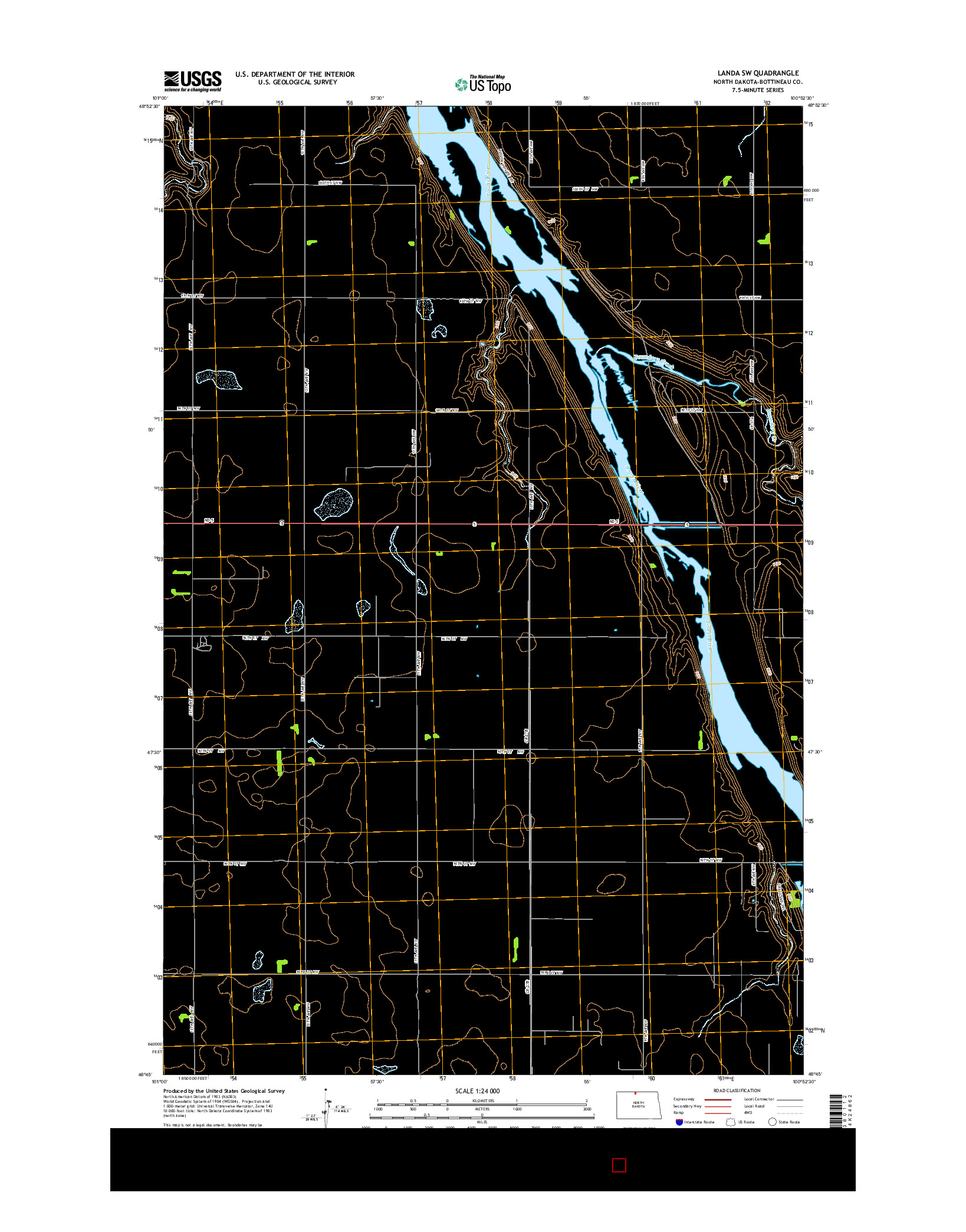 USGS US TOPO 7.5-MINUTE MAP FOR LANDA SW, ND 2014