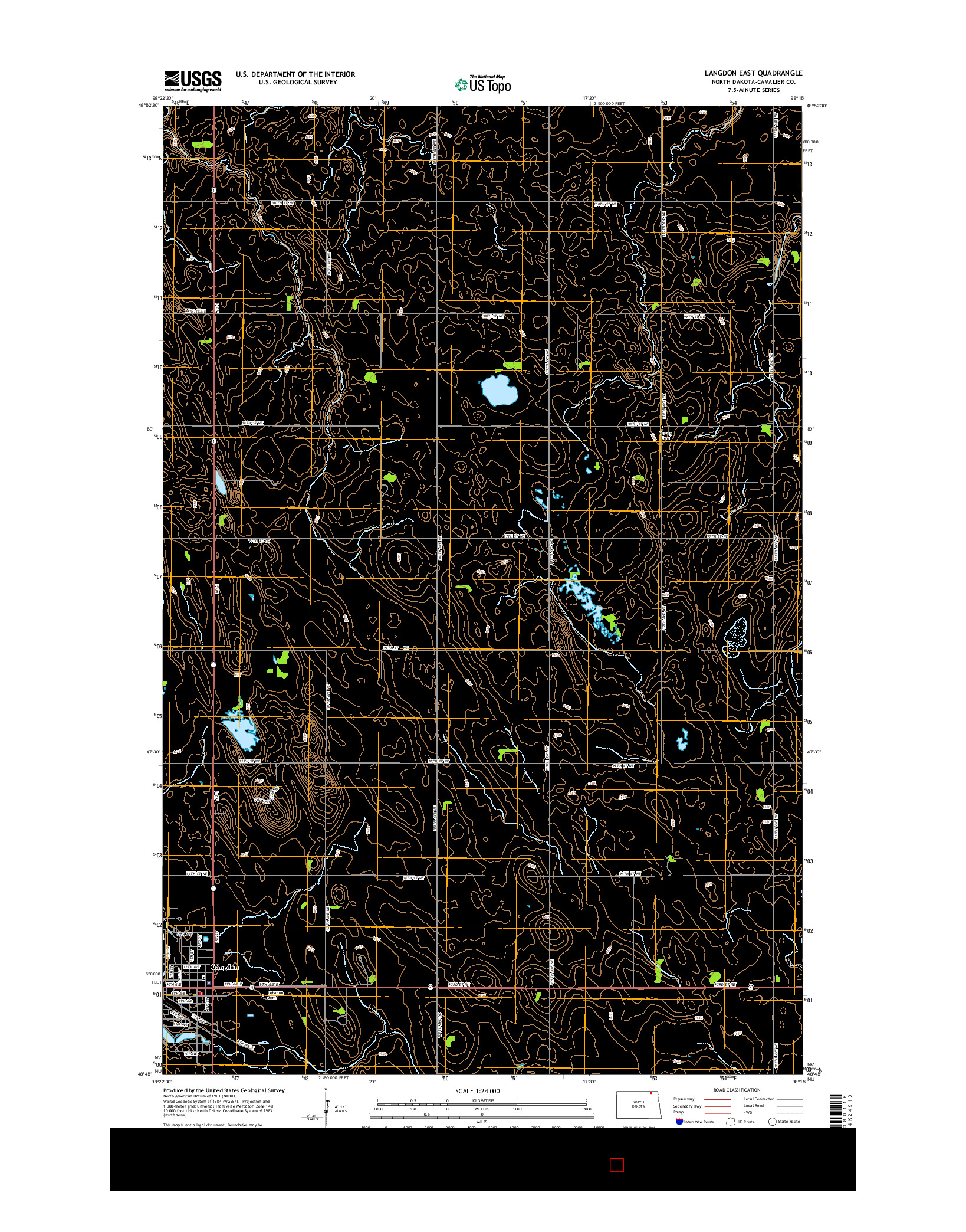 USGS US TOPO 7.5-MINUTE MAP FOR LANGDON EAST, ND 2014