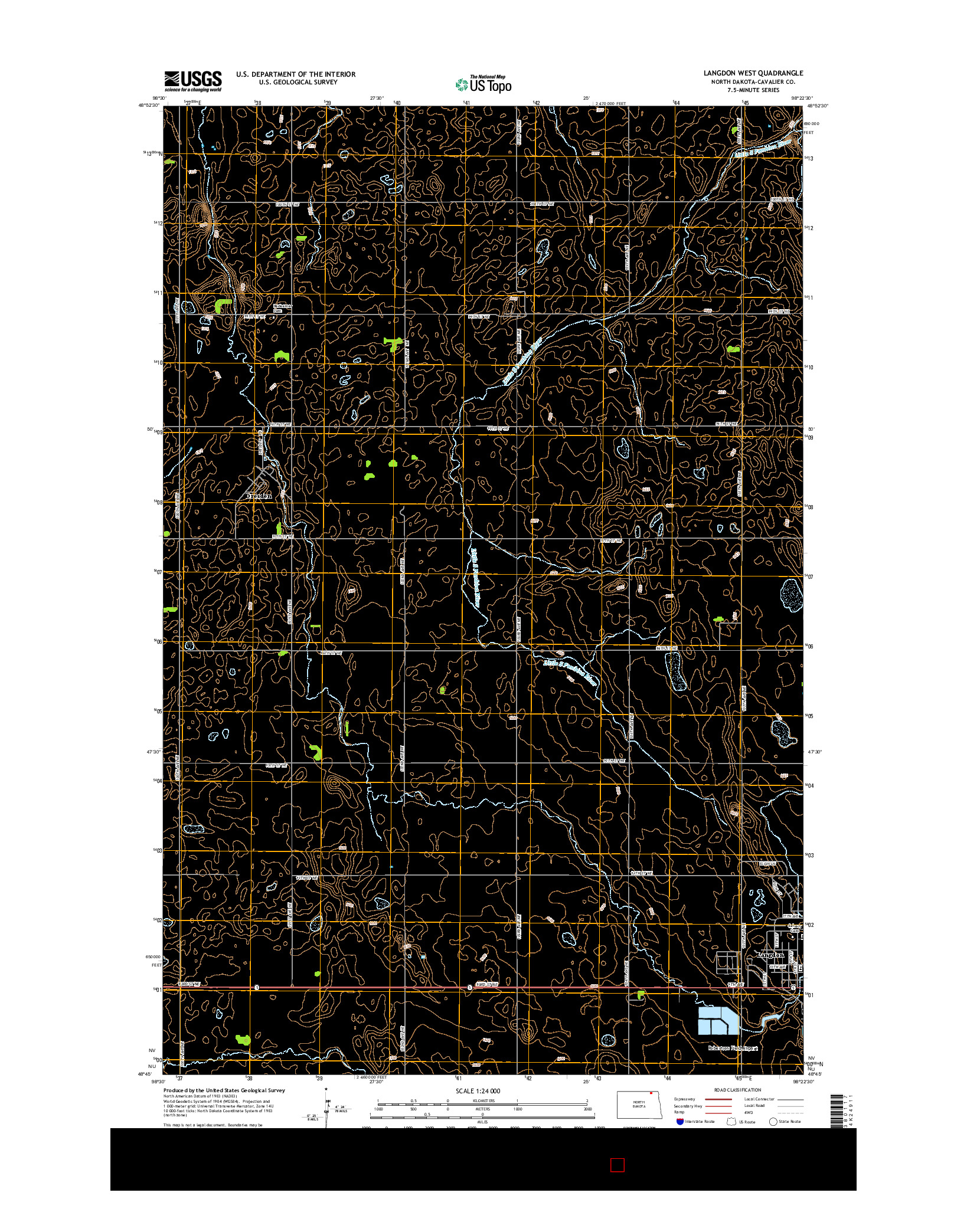 USGS US TOPO 7.5-MINUTE MAP FOR LANGDON WEST, ND 2014