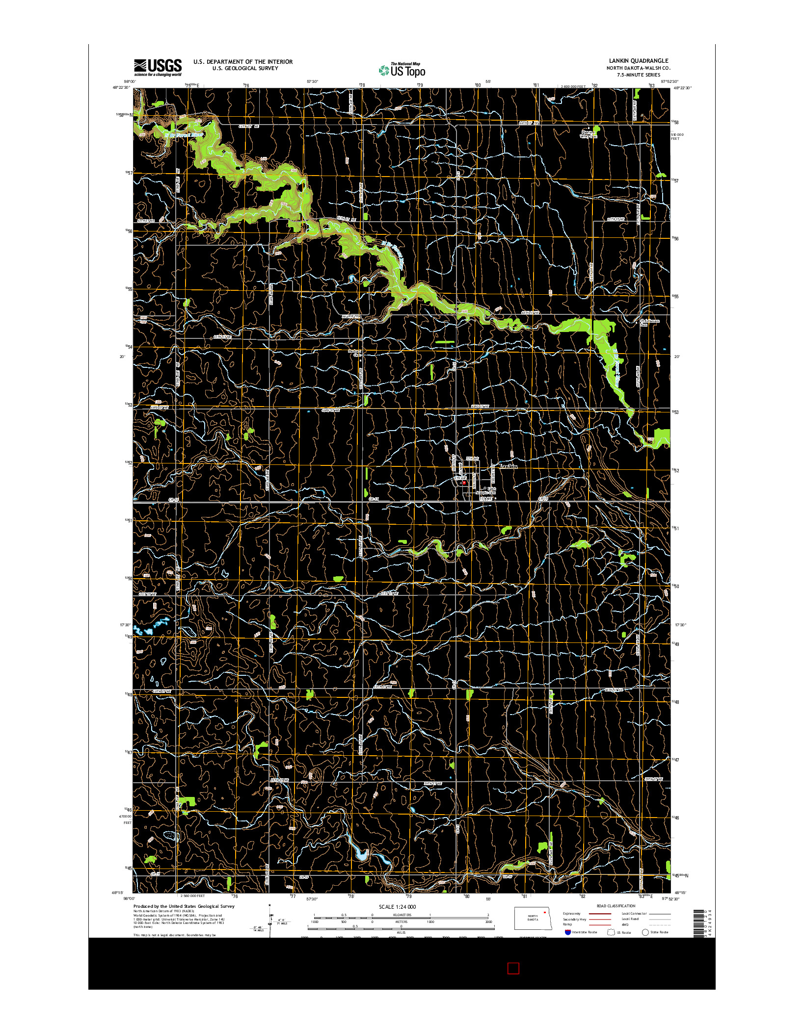 USGS US TOPO 7.5-MINUTE MAP FOR LANKIN, ND 2014