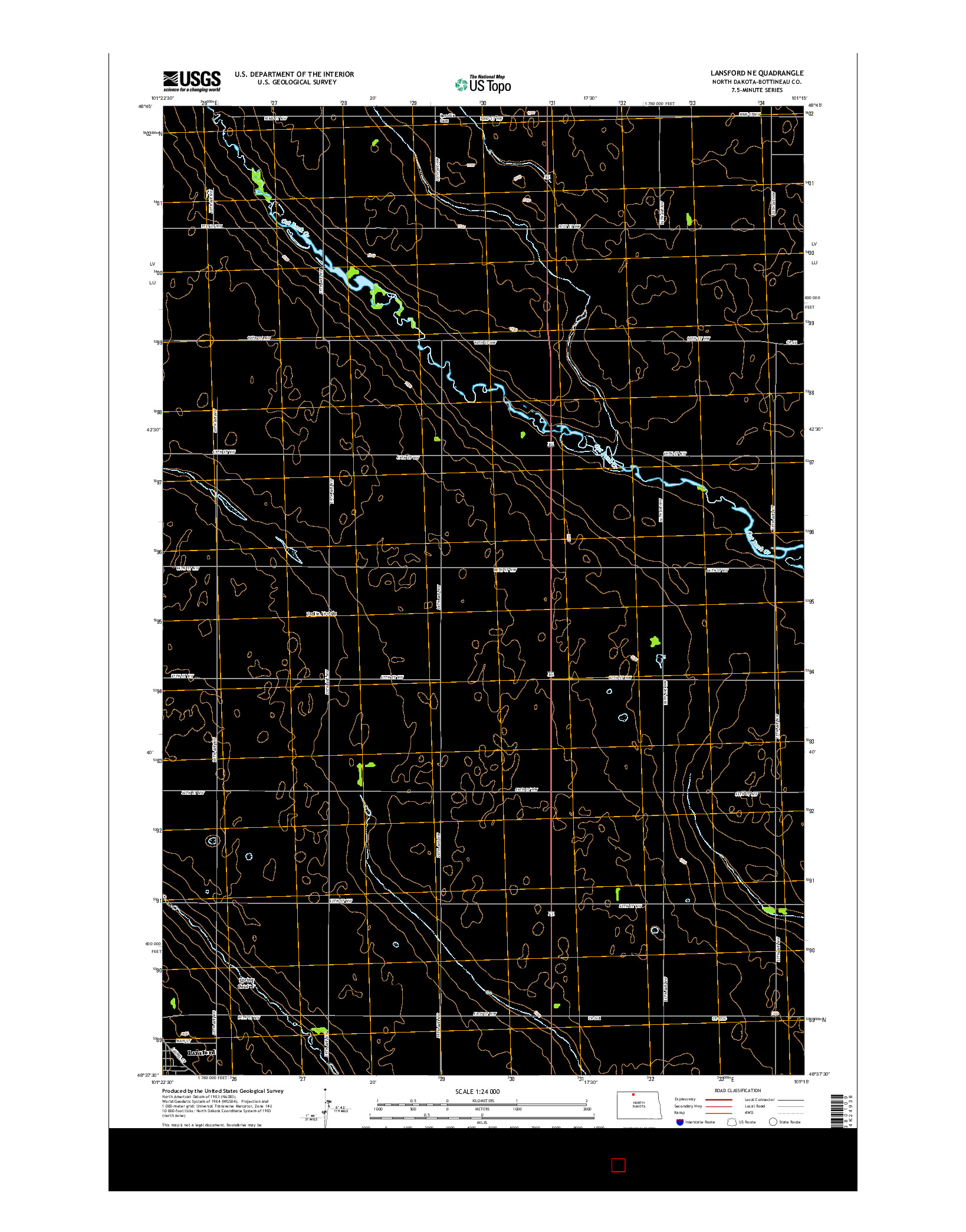 USGS US TOPO 7.5-MINUTE MAP FOR LANSFORD NE, ND 2014