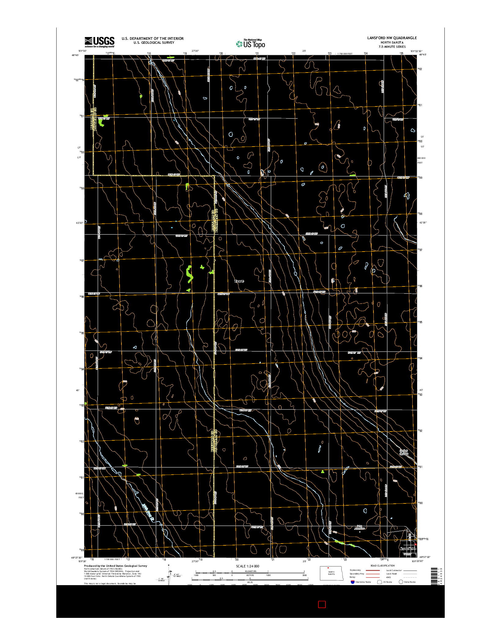 USGS US TOPO 7.5-MINUTE MAP FOR LANSFORD NW, ND 2014