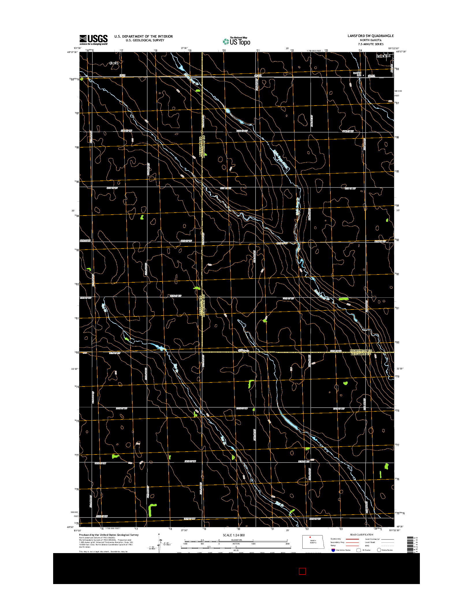 USGS US TOPO 7.5-MINUTE MAP FOR LANSFORD SW, ND 2014