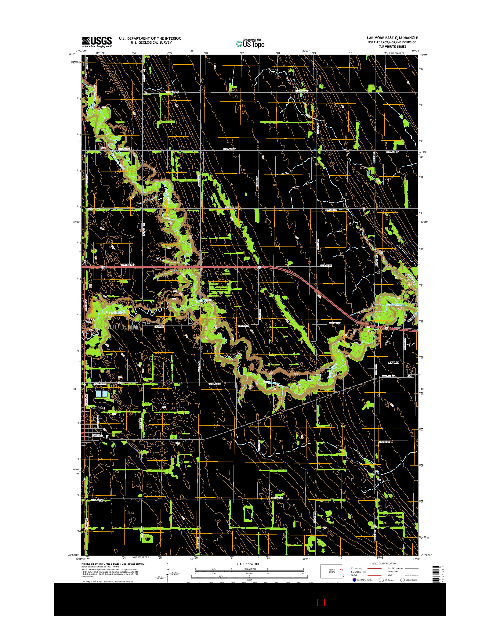USGS US TOPO 7.5-MINUTE MAP FOR LARIMORE EAST, ND 2014