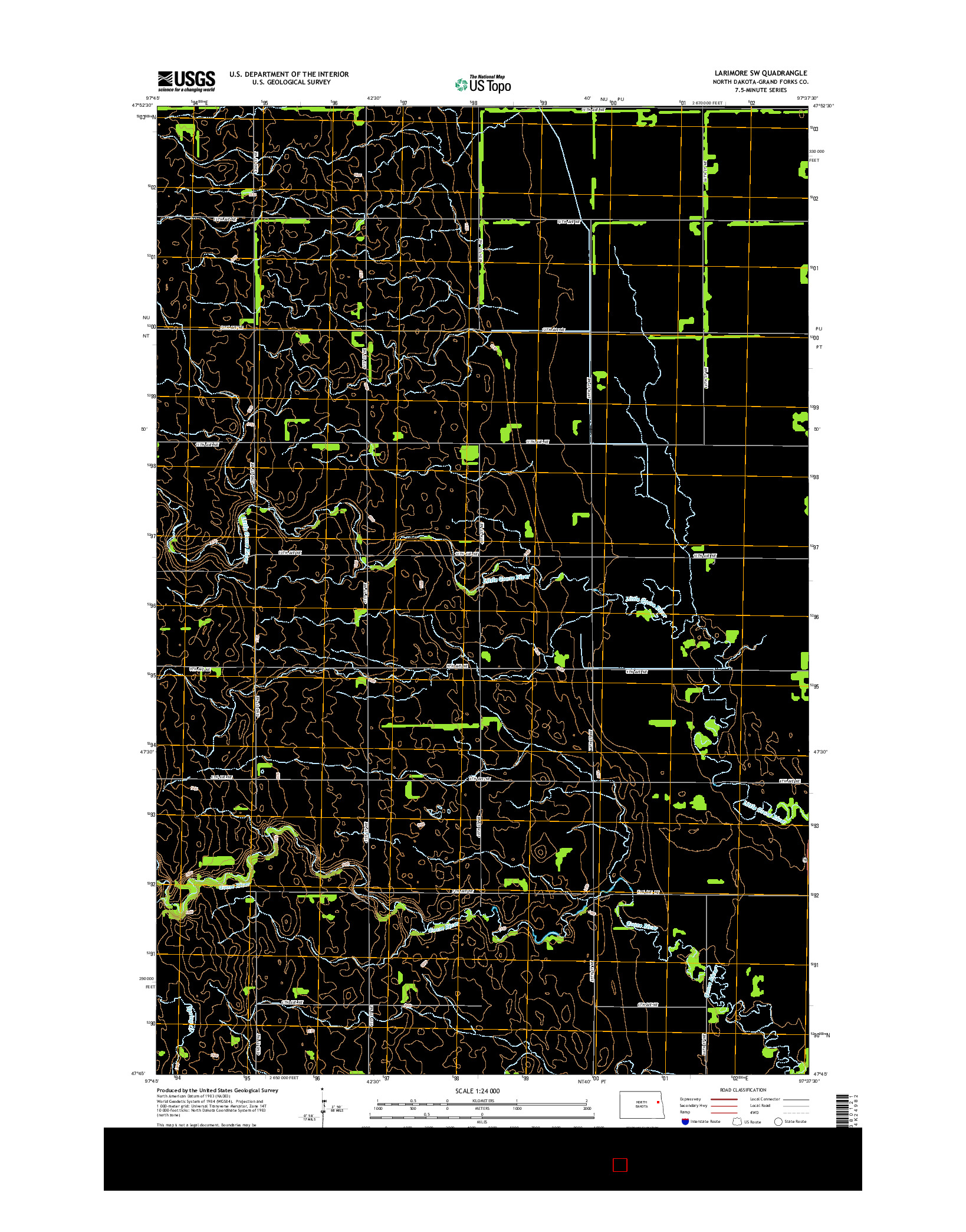 USGS US TOPO 7.5-MINUTE MAP FOR LARIMORE SW, ND 2014