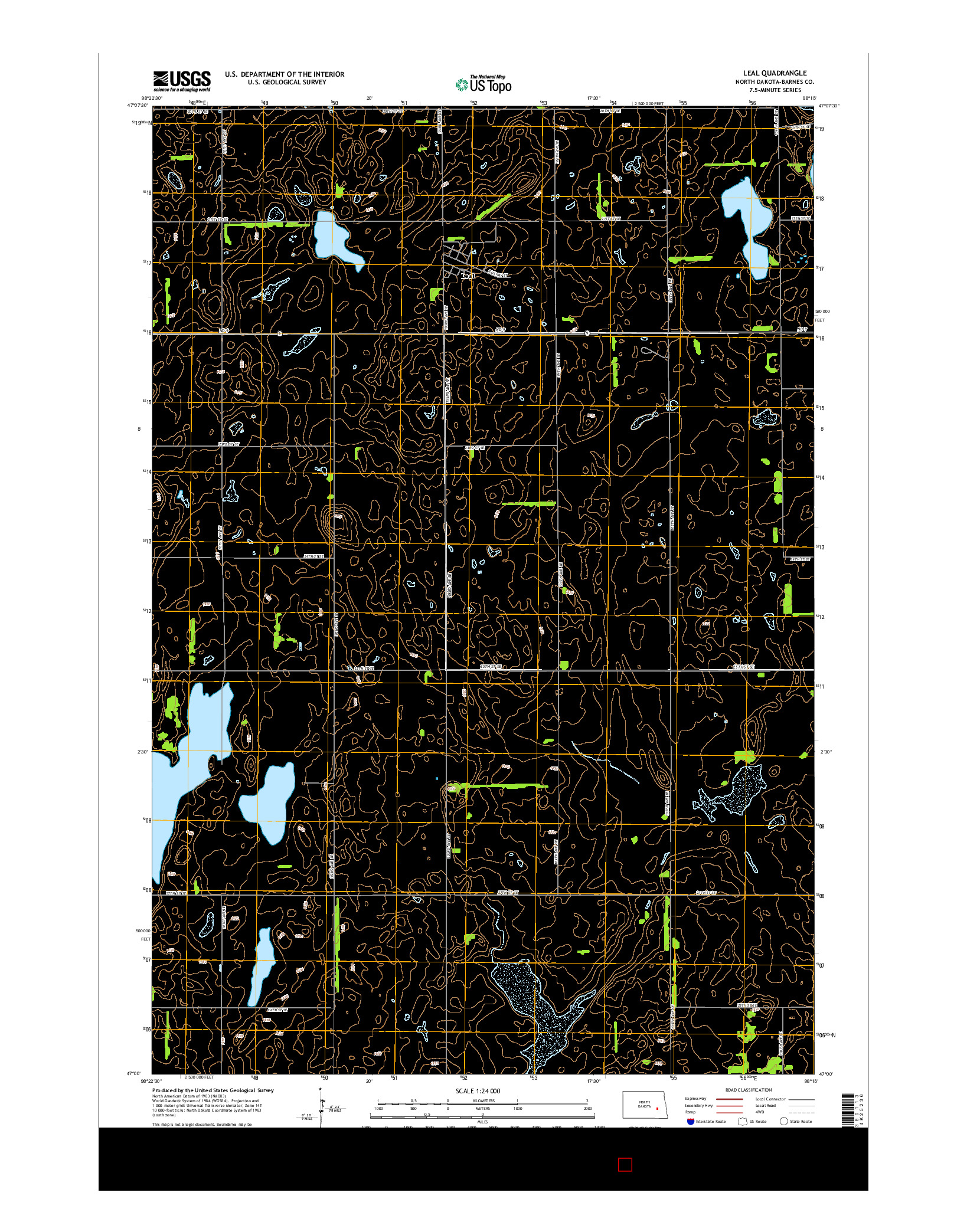 USGS US TOPO 7.5-MINUTE MAP FOR LEAL, ND 2014